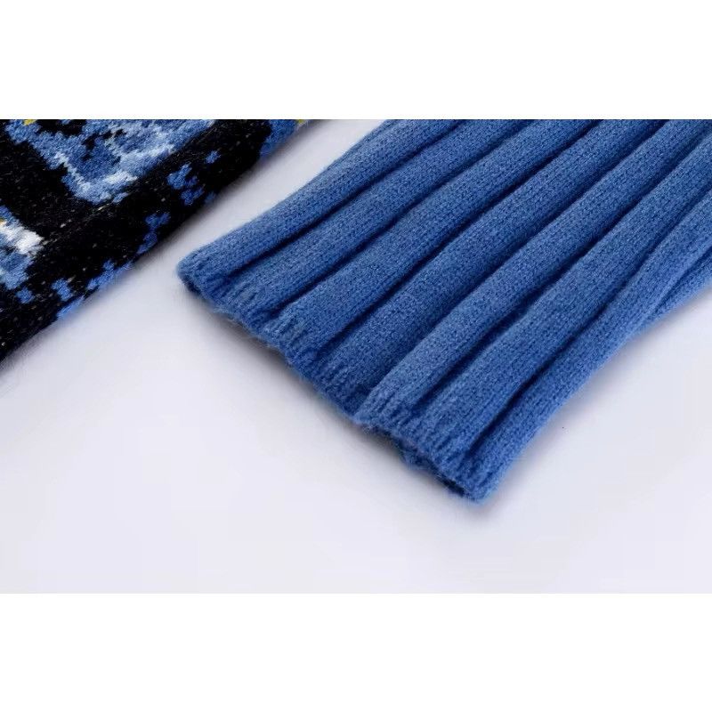 Designer × Other Knitted V-neck Van Gogh Star Sky Night Loose Sweater Size M / US 6-8 / IT 42-44 - 7 Thumbnail