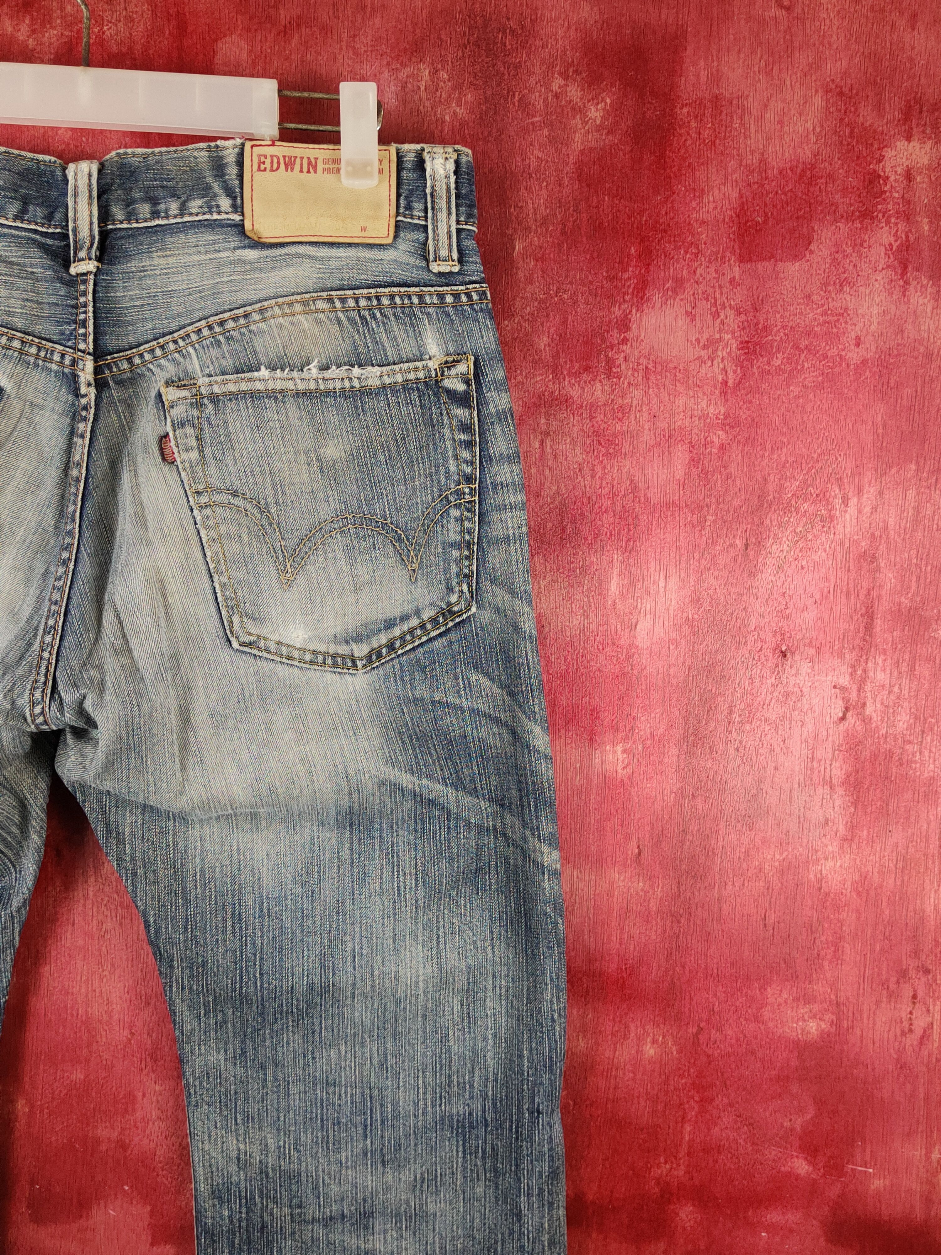 Edwin Edwin Dark Blue Faded Distressed Ripped Jeans #S2243 Size US 32 / EU 48 - 13 Thumbnail