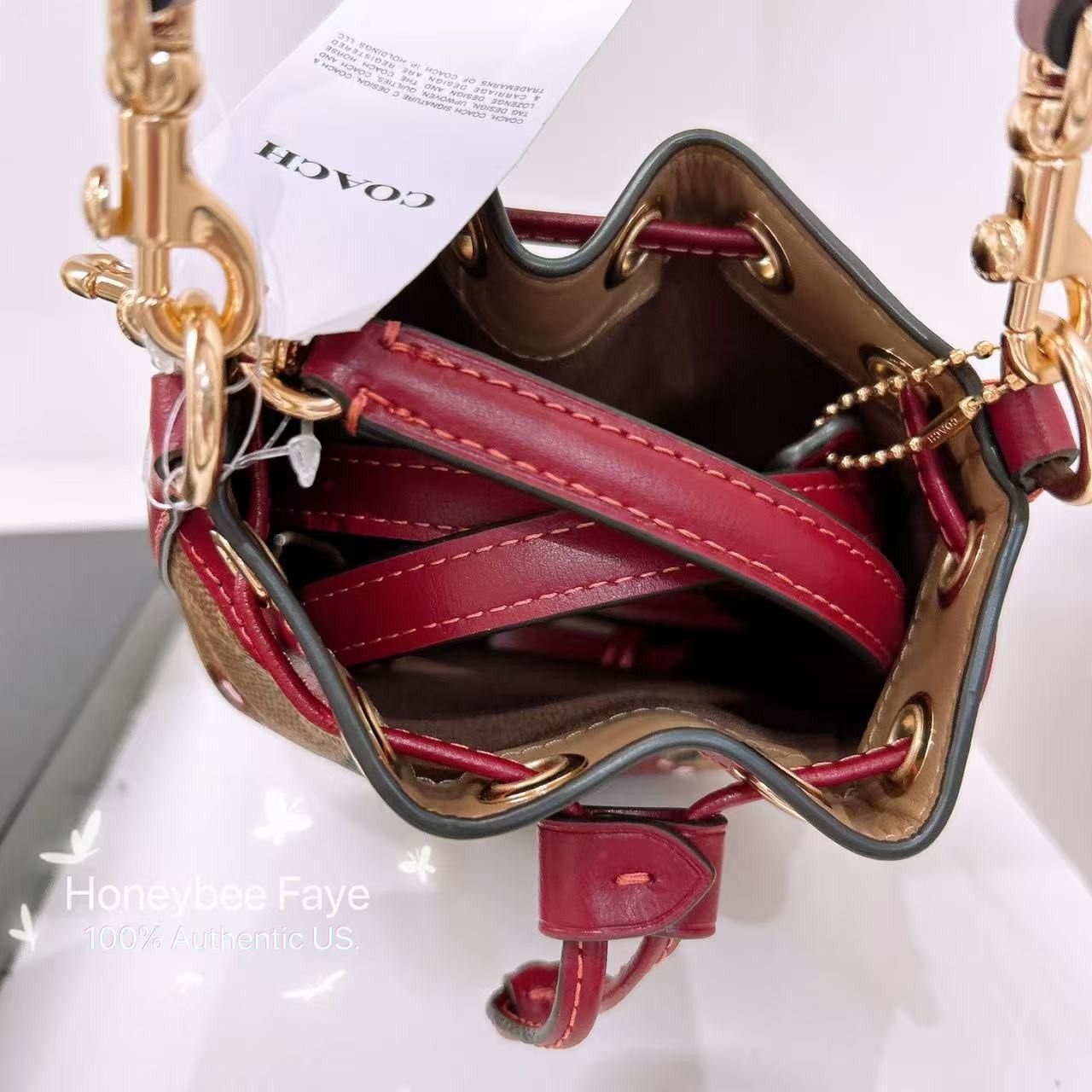 Coach 🍒 Mini Bucket Bag In Signature Canvas With Cherry CY738 Size ONE SIZE - 3 Thumbnail