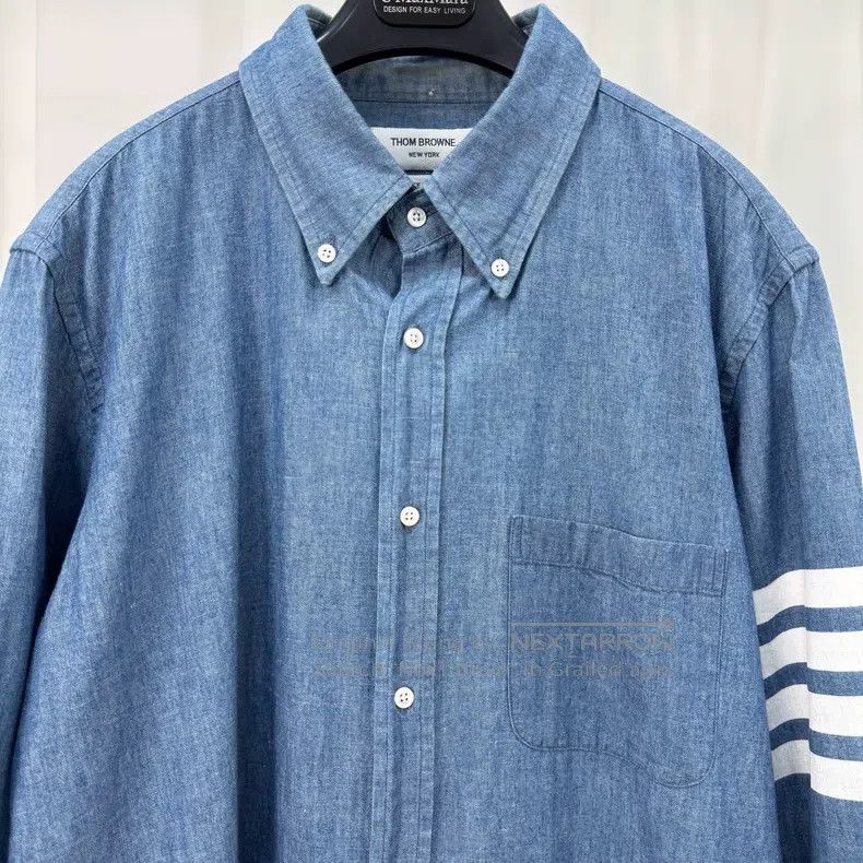 Thom Browne Thom Browne Blue Denim Shirt Size US XL / EU 56 / 4 - 3 Thumbnail