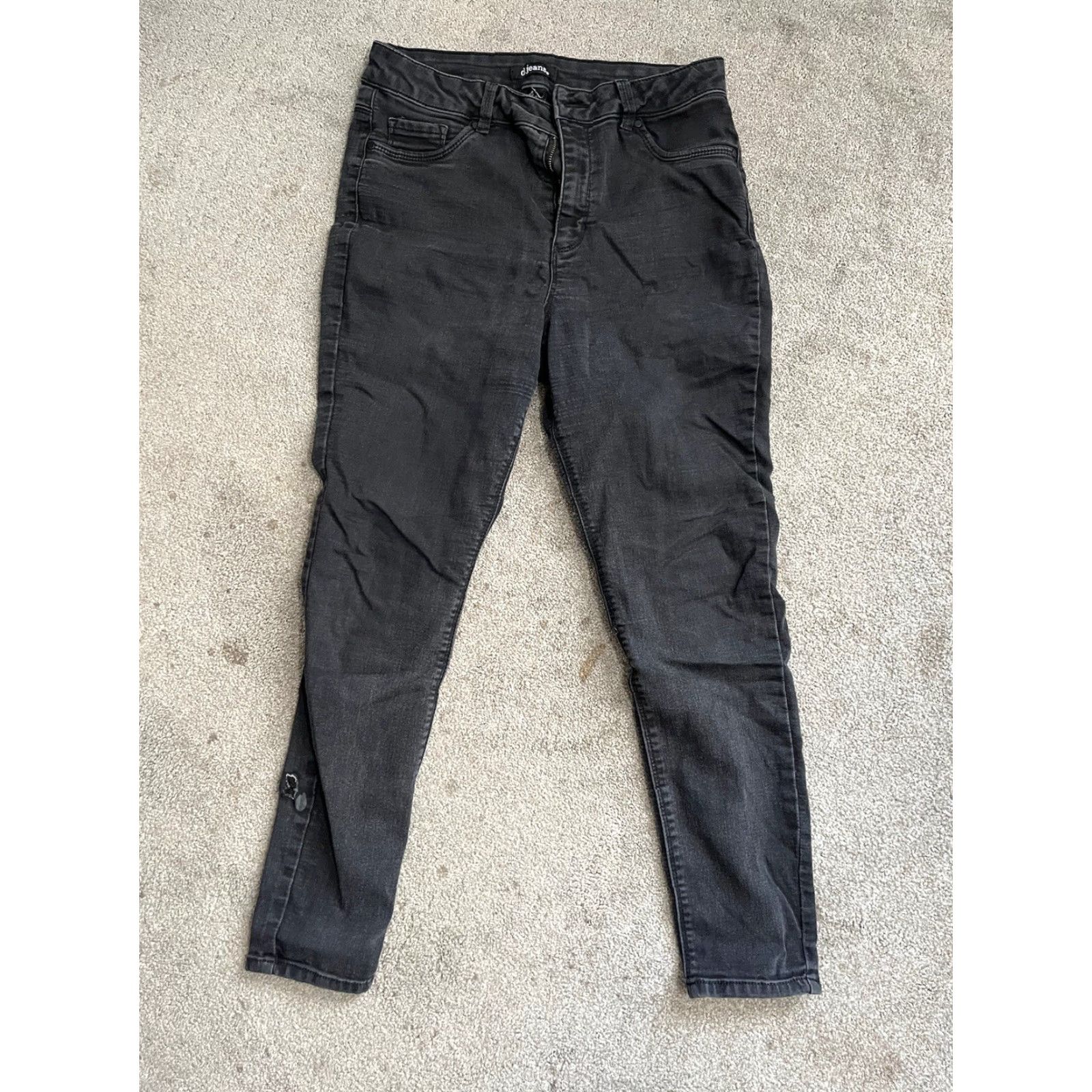Vintage D.Jeans Womens Skinny Jeans 12 Mid Rise Stretch Black Cotton Blend Solid 5-Pocket Denim Slim Machine Washable Male? Size 34" / US 12 / IT 48 - 2 Thumbnail