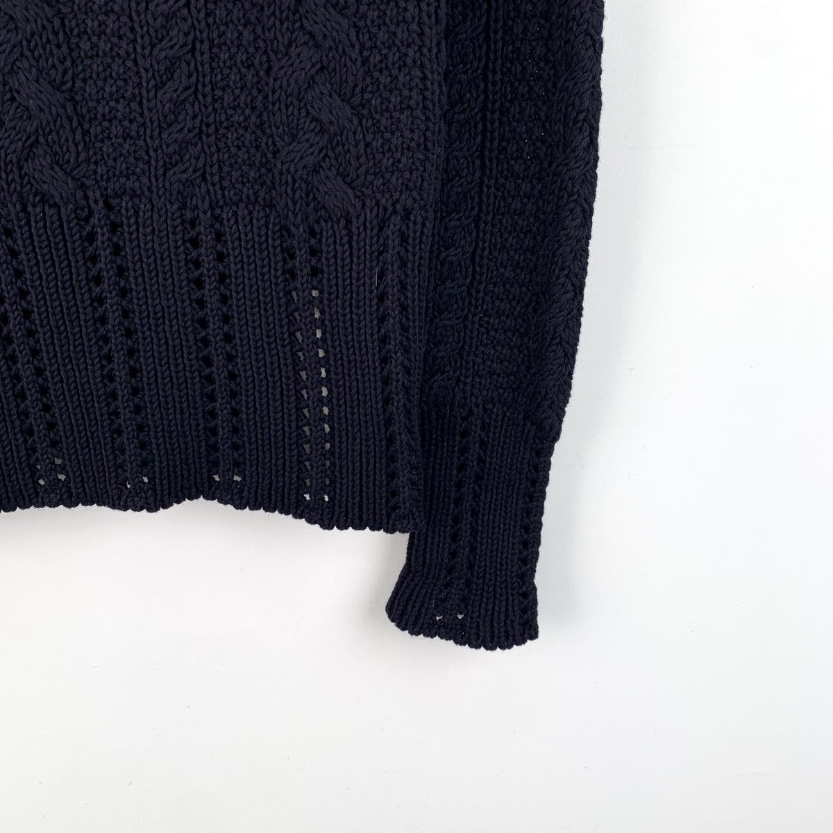 Thom Browne Thom Browne Navy Cable Knit Long Sleeve Sweater K26WX Size M / US 6-8 / IT 42-44 - 5 Thumbnail