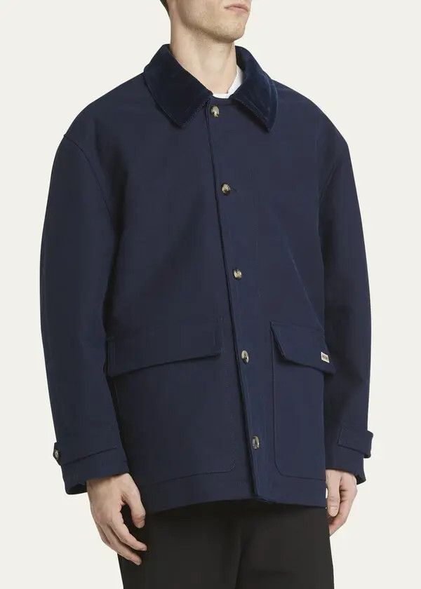 Marni o1w1db11125 Cotton Moleskin Chore Jacket in Nevy Blue Size US S / EU 44-46 / 1 - 2 Thumbnail