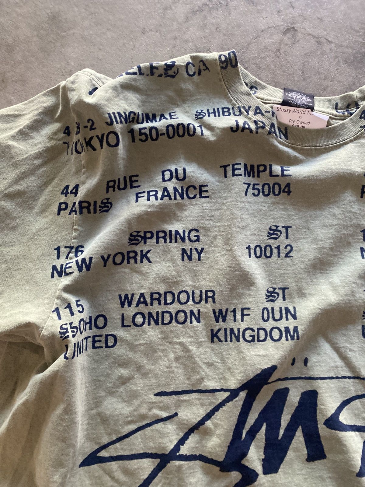 Stussy Stussy Location Tee Pigment Dyed Olive Size US XL / EU 56 / 4 - 5 Thumbnail