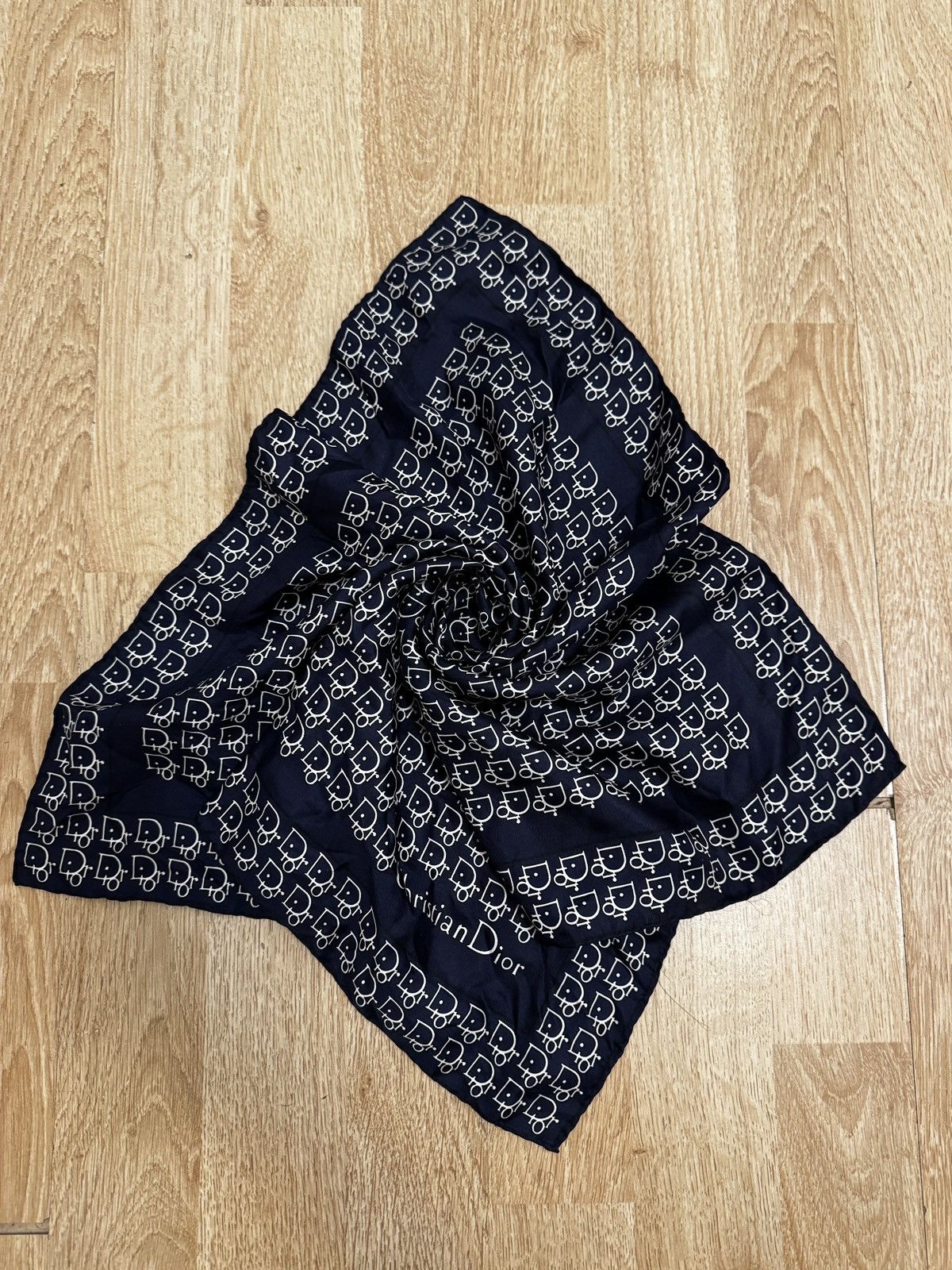 Dior Christian Dior Silk Trotter Monogram Navy Logo Scarf Size ONE SIZE - 1 Thumbnail