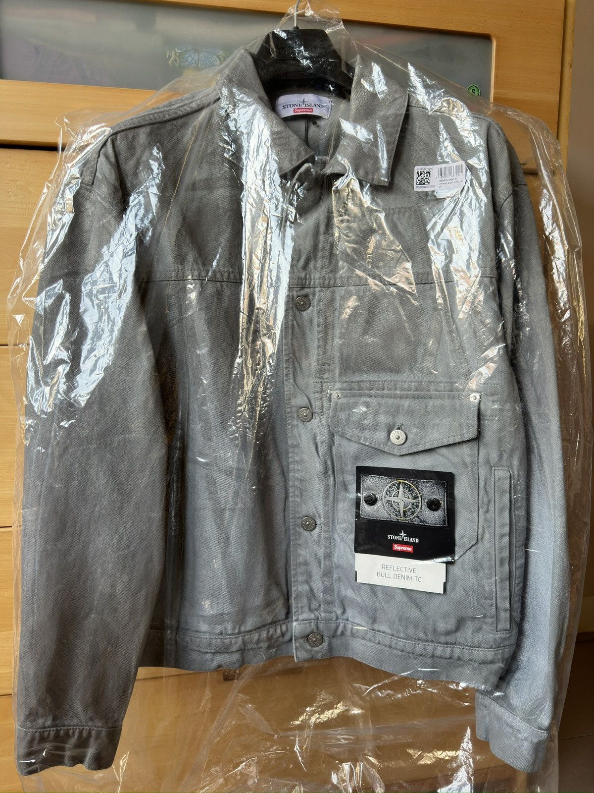 Supreme Supreme Stone Island Reflective Denim Trucker jacket | Grailed