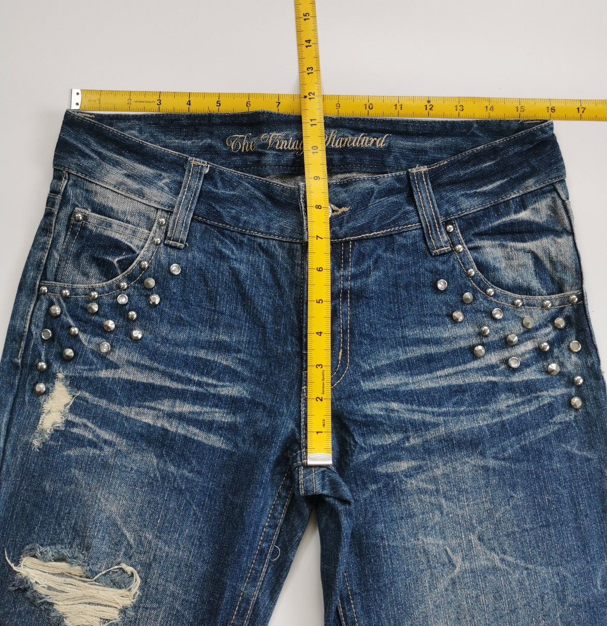 Japanese Brand The Vintage Standard Studded Distressed Jeans ERD Grunge Size US 32 / EU 48 - 10 Thumbnail