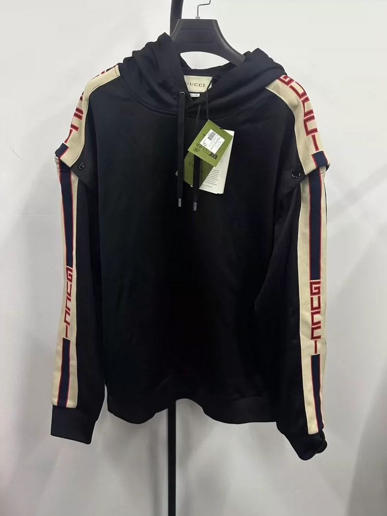 gucci black hooded long sleeve sweatshirt-dmc