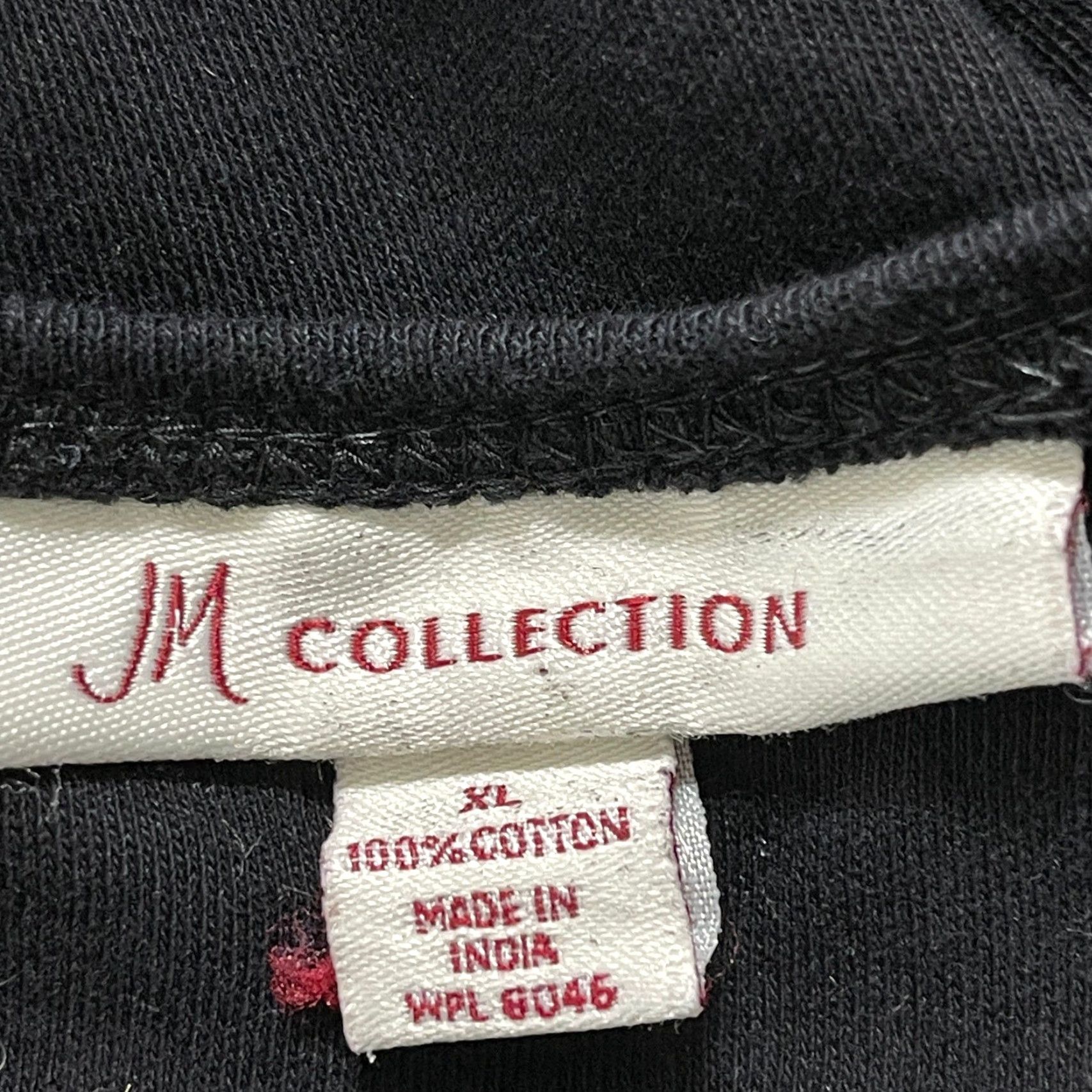 JM Collection JM Collection Shirt Womens XL Black Floral Short Sleeve V Neck 100% Cotton Artsy Size XL / US 12-14 / IT 48-50 - 6 Thumbnail