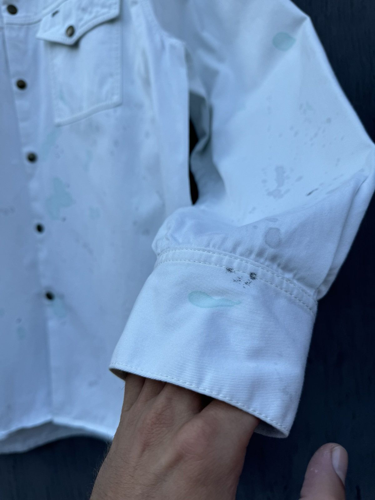 Acne Studios Acne Studios Bla Konst Splatter Painted Denim shirt size M/L Size US M / EU 48-50 / 2 - 7 Thumbnail