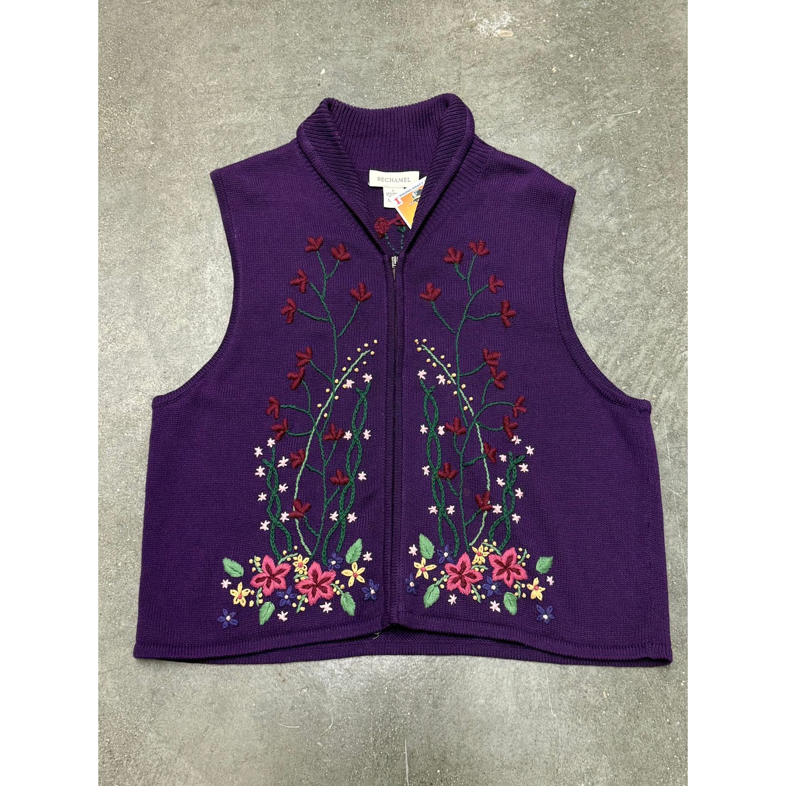 Vintage Vintage 1990's Embroidered Flower Bechemel Zip-Up Vest Size M / US 6-8 / IT 42-44 - 1 Thumbnail