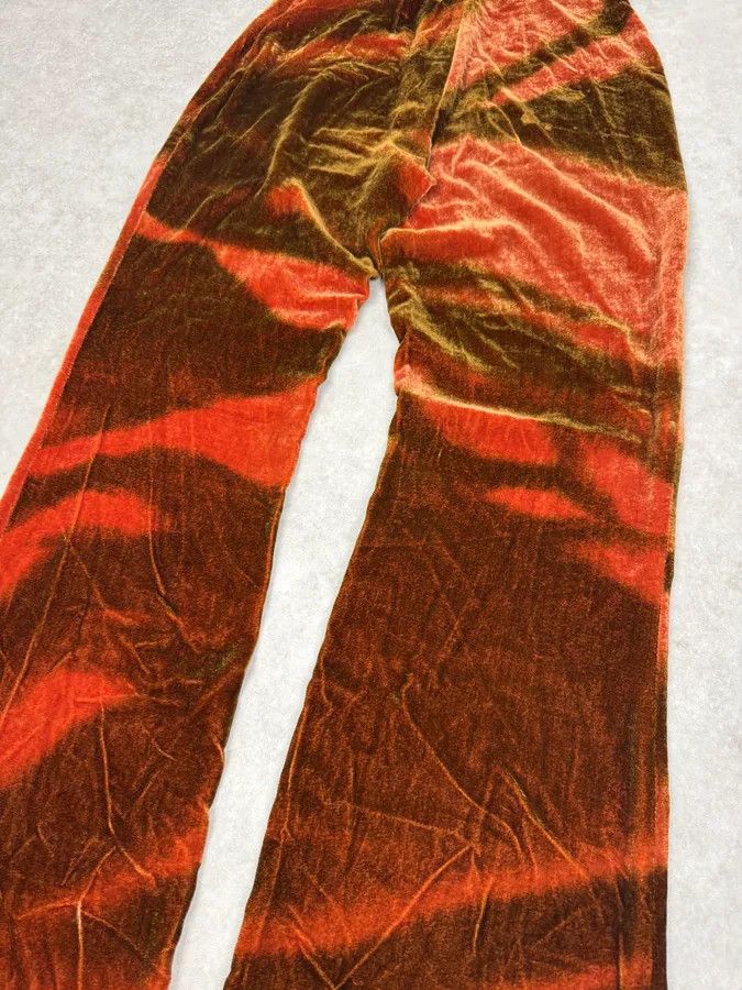 Roberto Cavalli 2000s Roberto Cavalli Red Velvet Abstract Pants Size 26" / US 2 / IT 38 - 8 Thumbnail