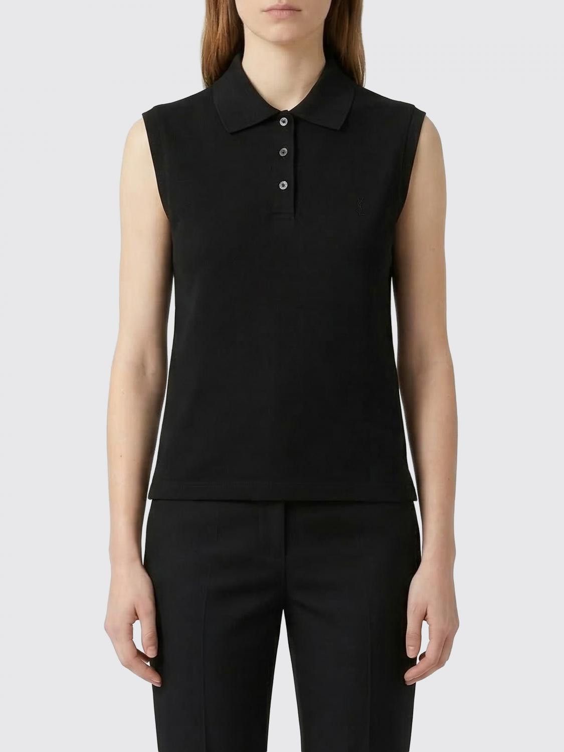 Saint Laurent Paris Saint Laurent Polo Shirt Woman Black Size XS / US 0-2 / IT 36-38 - 1 Thumbnail