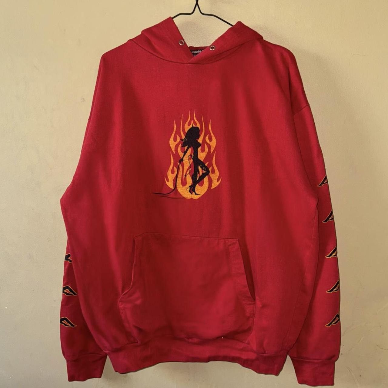 JNCO Y2K 2000s Snakeyes Pin Up Devil Girl Flame Cyber Punk Hoodie Size US L / EU 52-54 / 3 - 1 Thumbnail