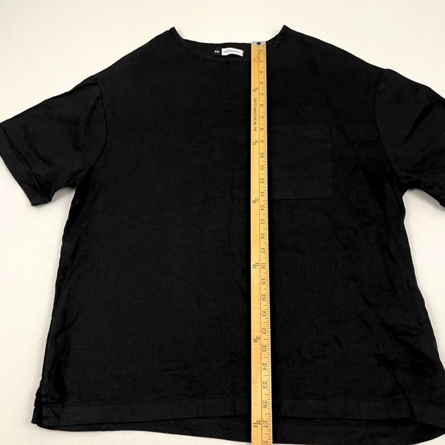 FLAX Kidoriman Blouse Womens 2XL 100% Linen Black Minimalist Lagenlook Boho Core Shirt Adult XXL Size XXL / US 16-18 / IT 52-54 - 5 Thumbnail