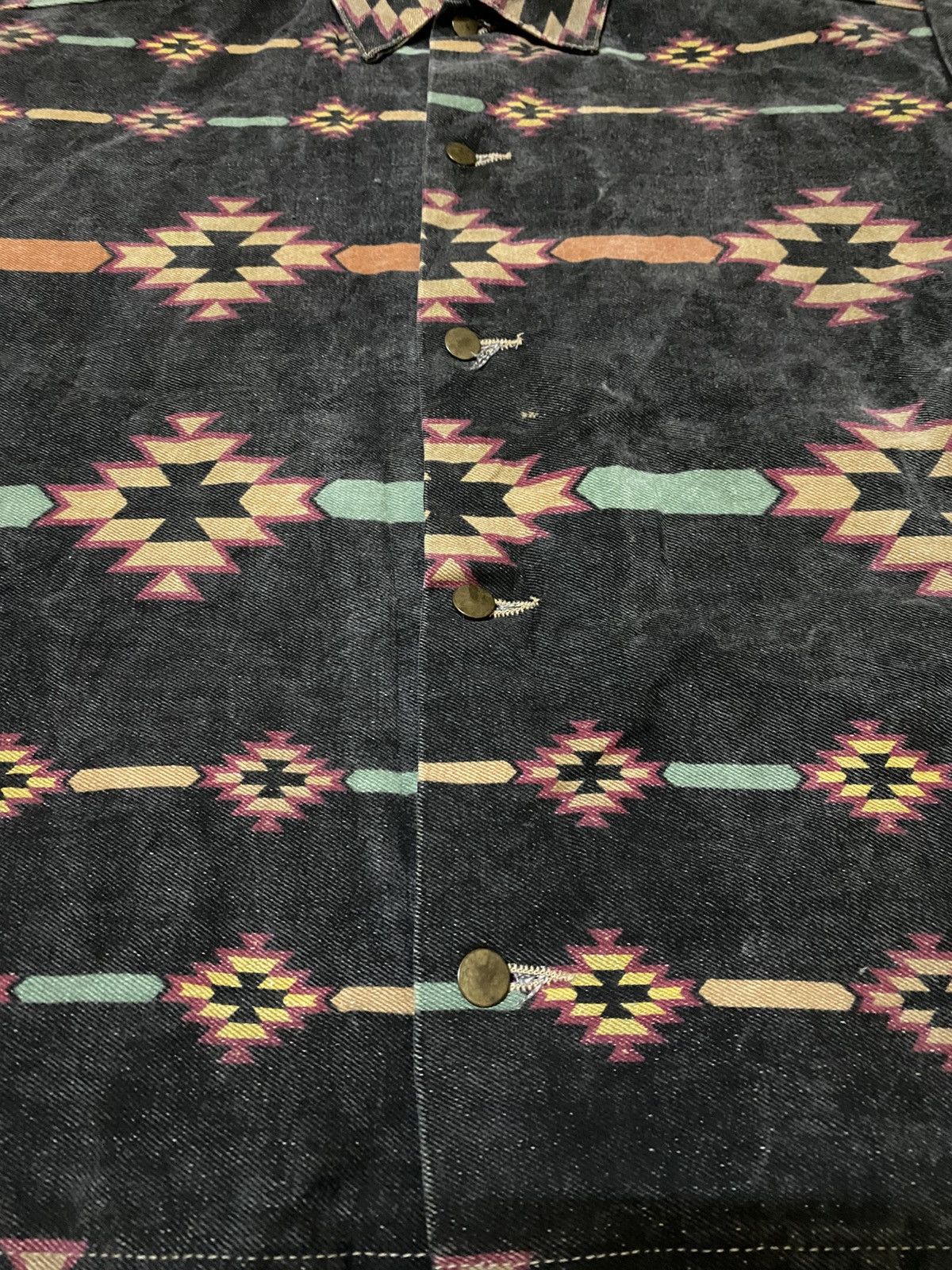 Hot Tuna Vtg 90s Hot Tuna Navajo Pattern Aztec Style Denim Jacket Size US L / EU 52-54 / 3 - 5 Thumbnail