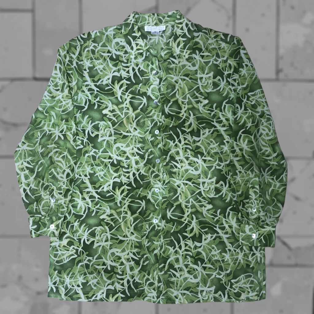 Saks Fifth Avenue Saks Fifth Avenue Green Womens Blouse Silk M Size M / US 6-8 / IT 42-44 - 1 Thumbnail