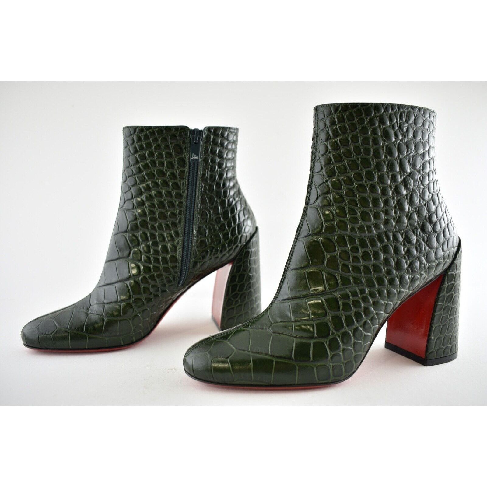 Christian Louboutin Christian Louboutin Turela 85 Forest Green Croc Short Ankle Size US 8 / IT 38 - 10 Thumbnail