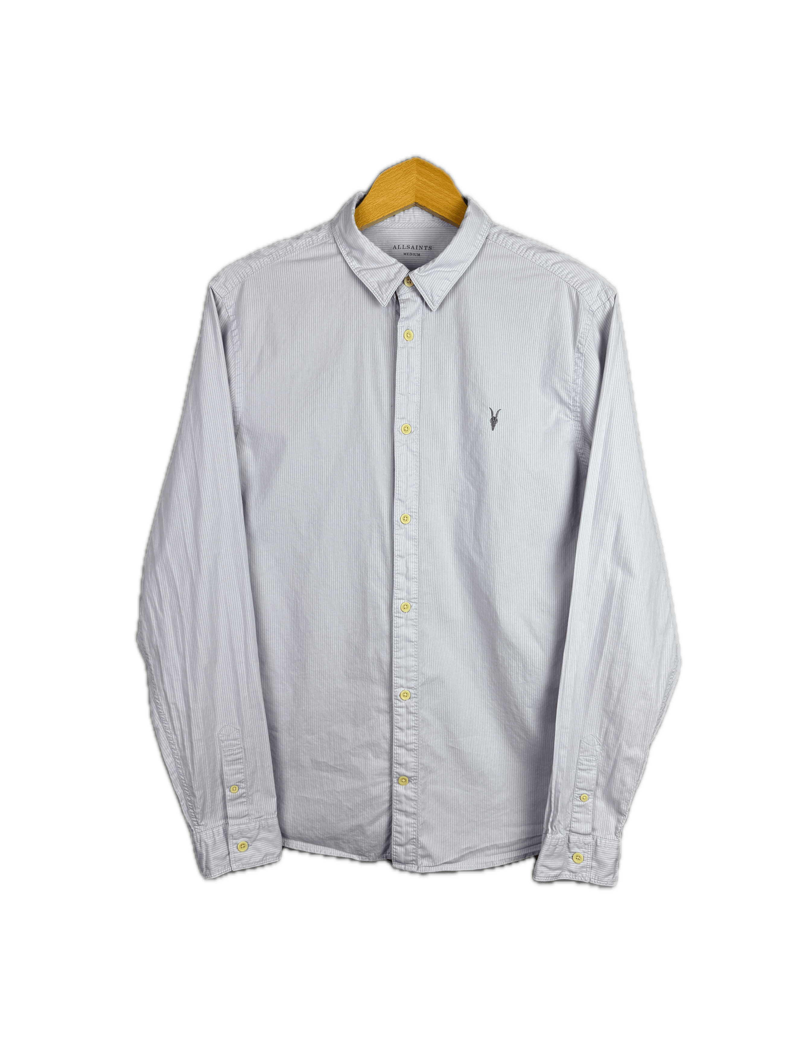 Allsaints All Saints Shirt Lester Striped Gray Long sleeve Oldmoney Size US M / EU 48-50 / 2 - 1 Thumbnail