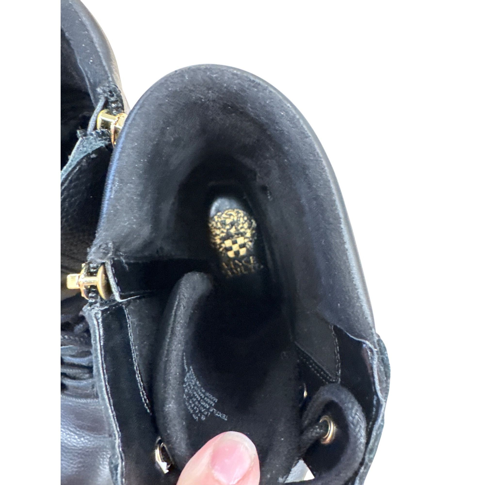 Vince Camuto Vince Camuto Womens Black Leather Combat Boots 6.5M SKU 7185 Size US 6.5 / IT 36.5 - 11 Thumbnail
