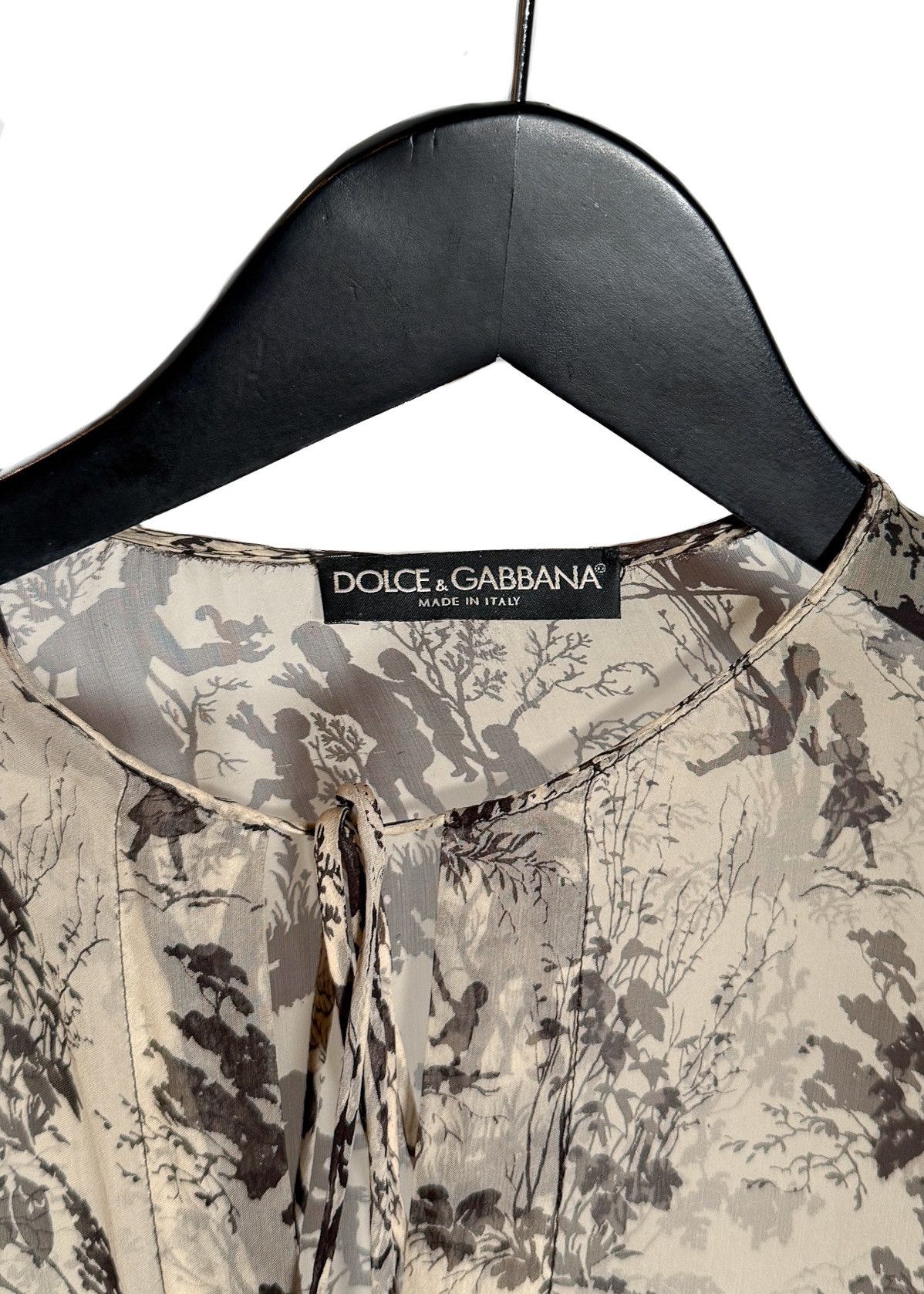 Dolce & Gabbana Dolce & Gabbana Beige Brown Silk Printed Blouse Size M / US 6-8 / IT 42-44 - 8 Thumbnail