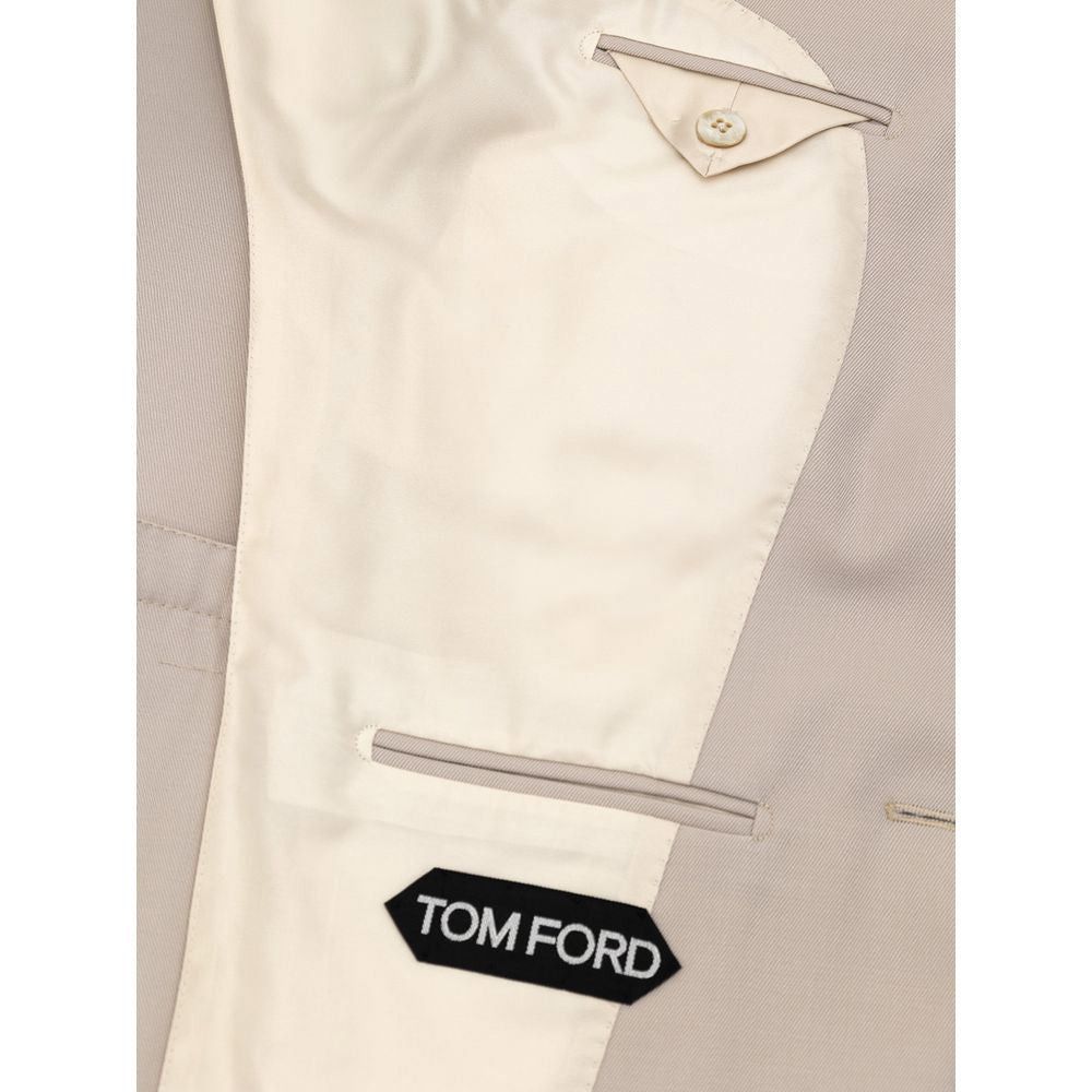 Tom Ford Tom Ford Beige Wool Blazer Size 46R - 4 Thumbnail