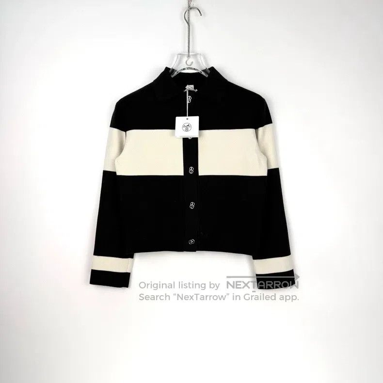 Hermes Hermes Black and white mulberry silk cashmere blend design Size XXS / US 00 / IT 34 - 3 Thumbnail