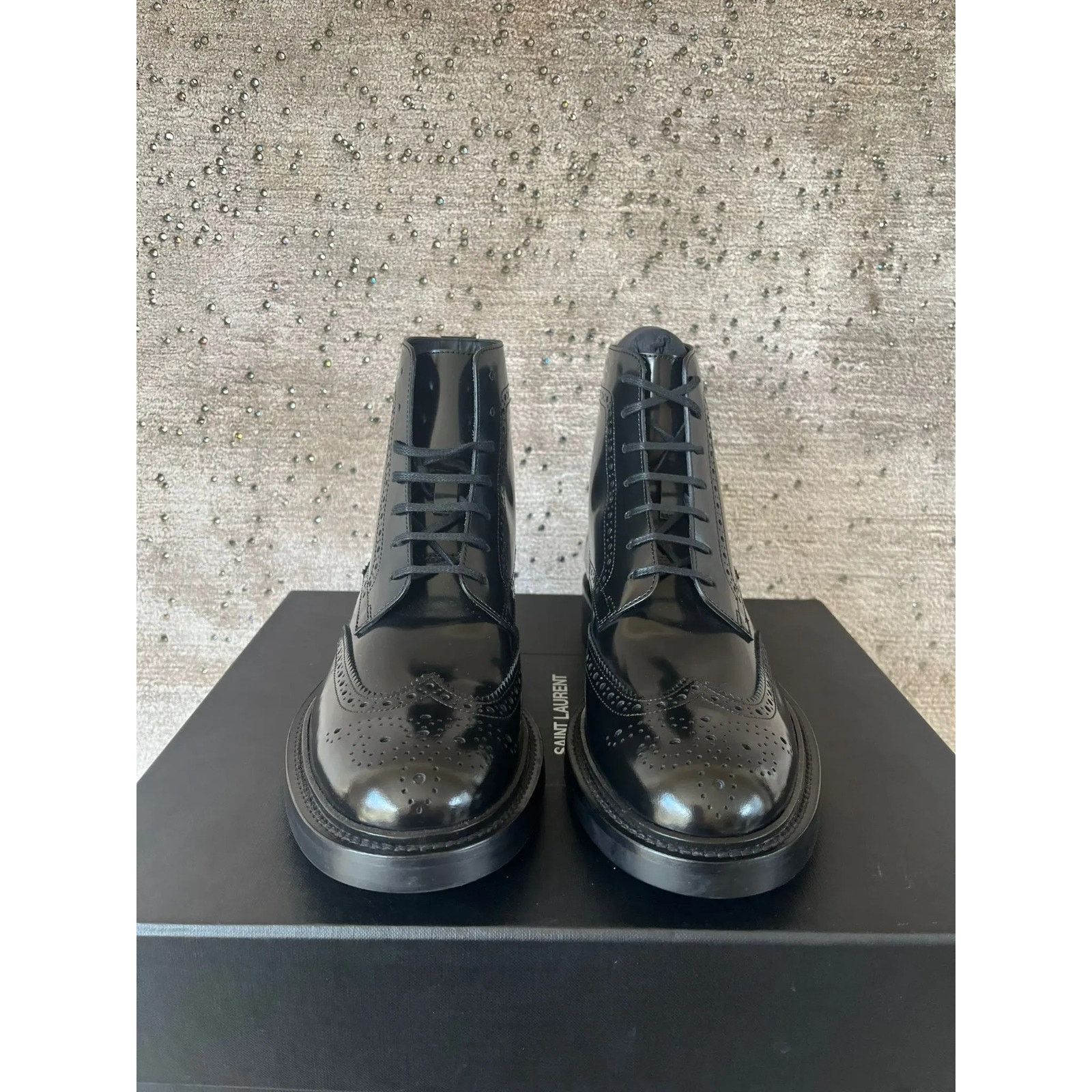 Saint Laurent Paris o1rshd1 Embroidered Army 20 Lace Up Boots in Ketta in Black Size US 7 / EU 40 - 10 Thumbnail