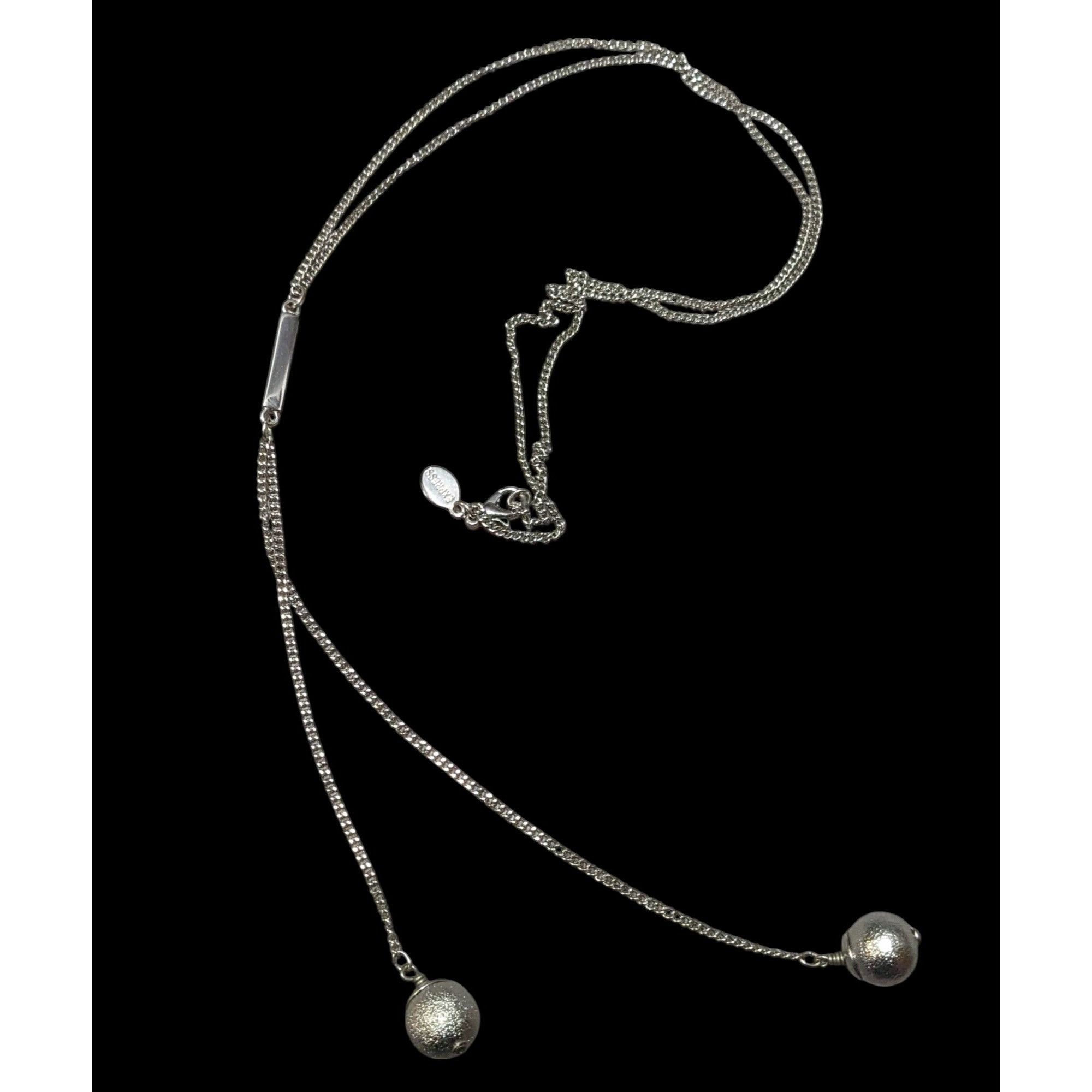 Express Express Y2K Silver Tone Metallic Ball Drop Necklace Size ONE SIZE - 1 Thumbnail