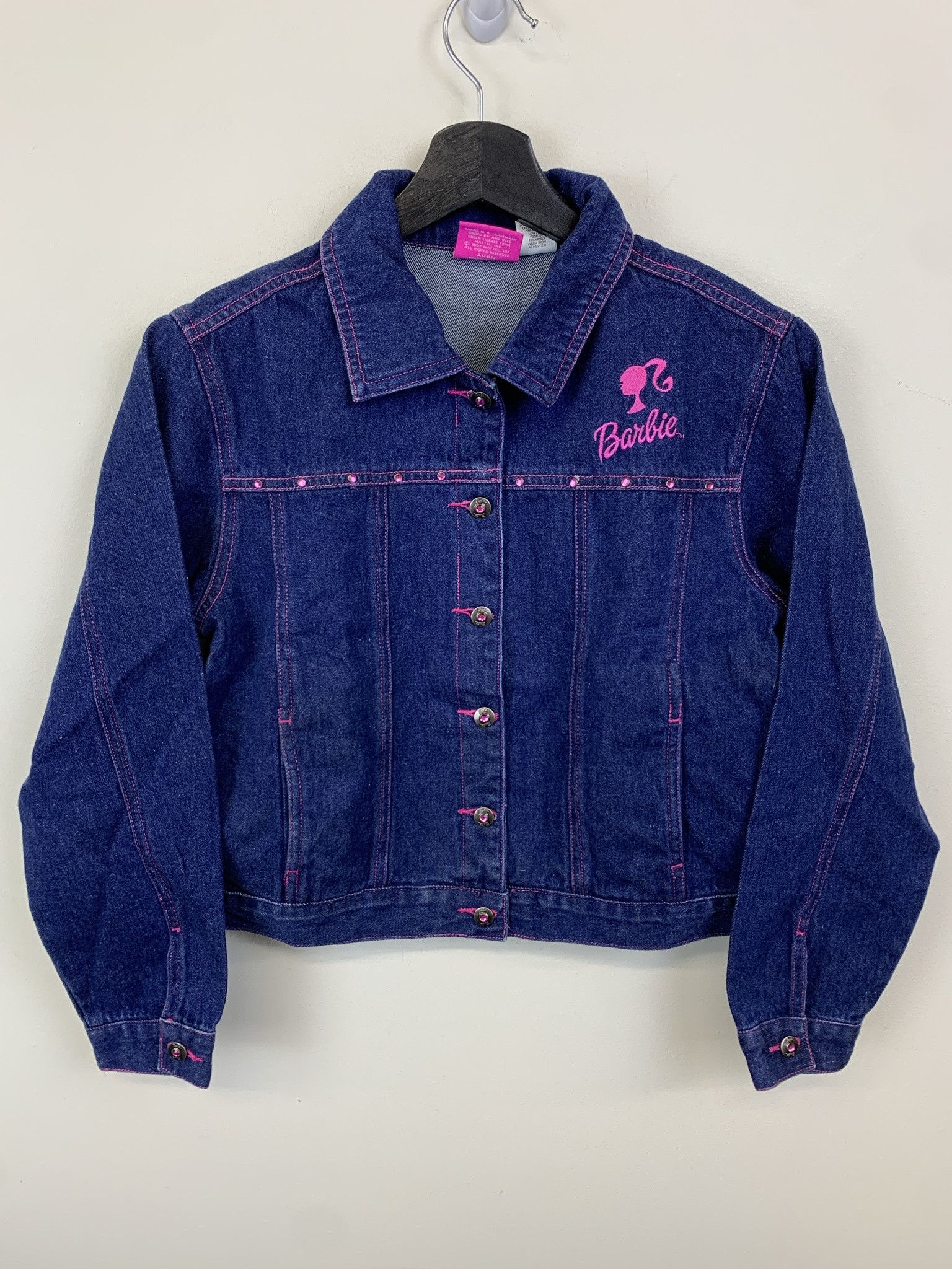 Levi's Vintage 1990s Barbie Pink Rhinestone Denim Jacket Size XXS Size US XXS / EU 40 - 1 Thumbnail