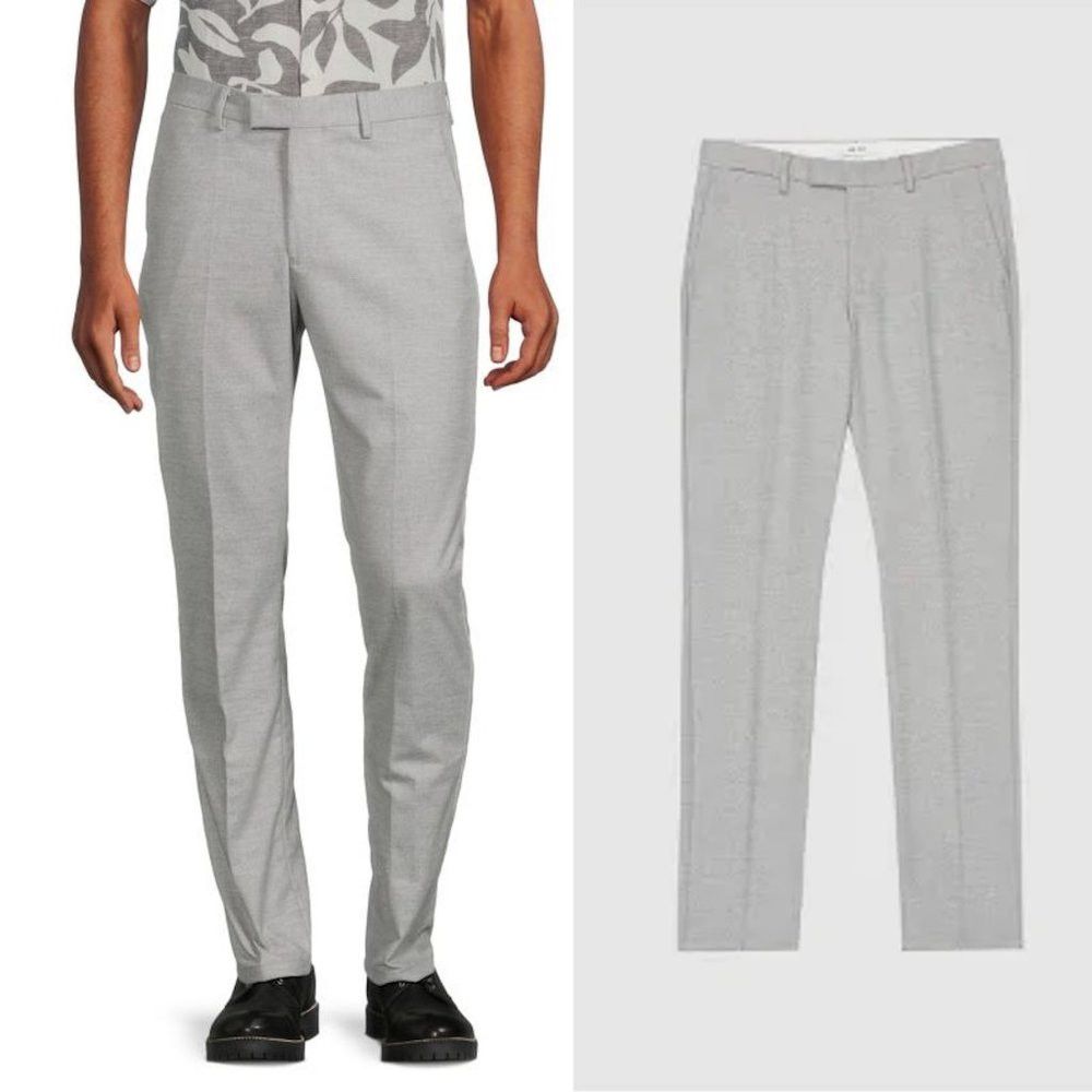Reiss NWT New Reiss Granual Slim Flannel Leg Soft Grey Trousers P Size US 28 / EU 44 - 1 Thumbnail