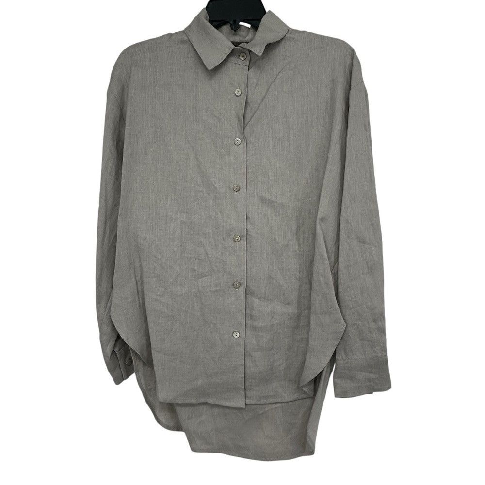 Enza Costa ENZA COSTA FRENCH LINEN BUTTON DOWN SHIRT IN MIST Size XS / US 0-2 / IT 36-38 - 2 Thumbnail