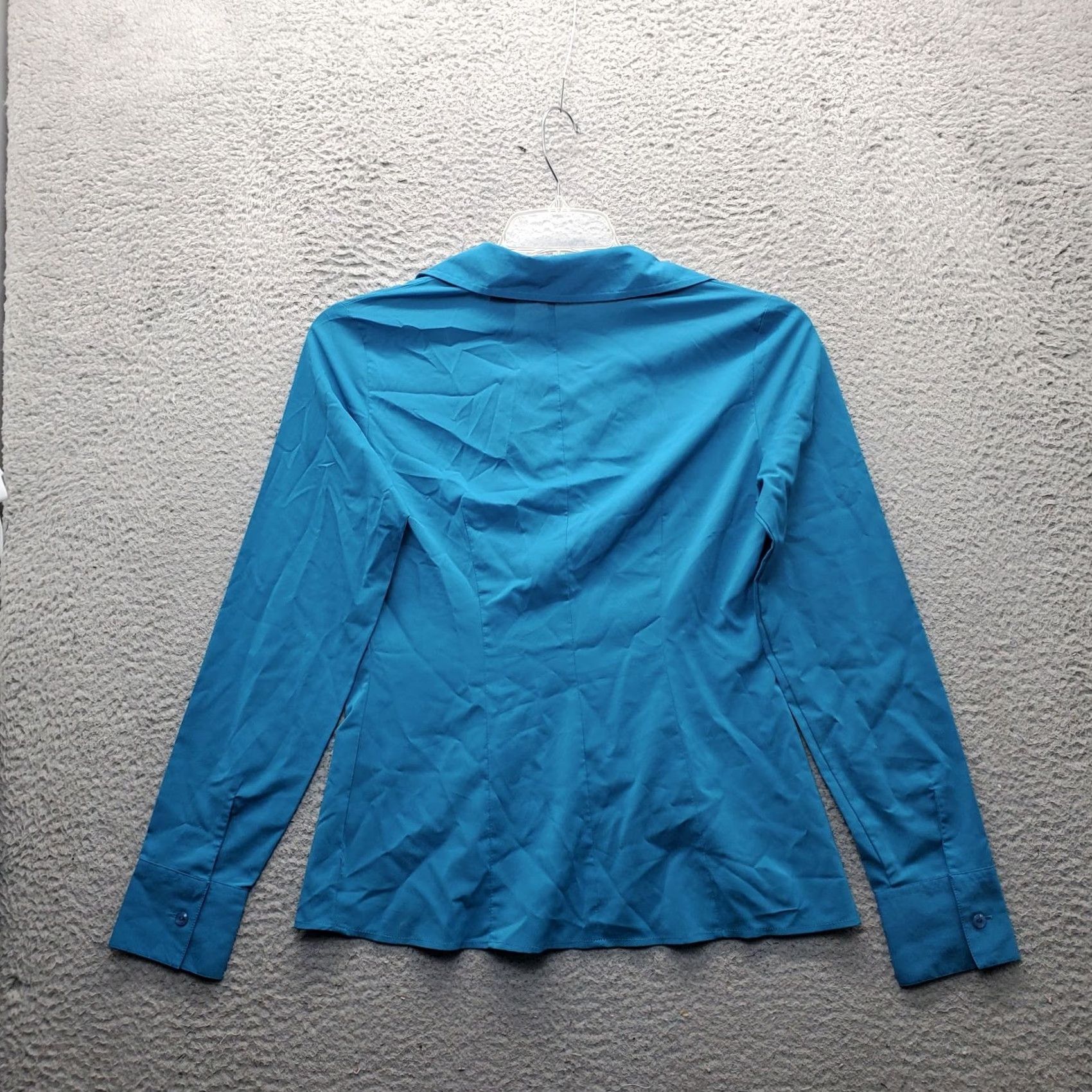 Vintage New York & Company Shirt Blouse Womens Size 6 Blue Slim Stretch Collared Button Front Size M / US 6-8 / IT 42-44 - 2 Thumbnail