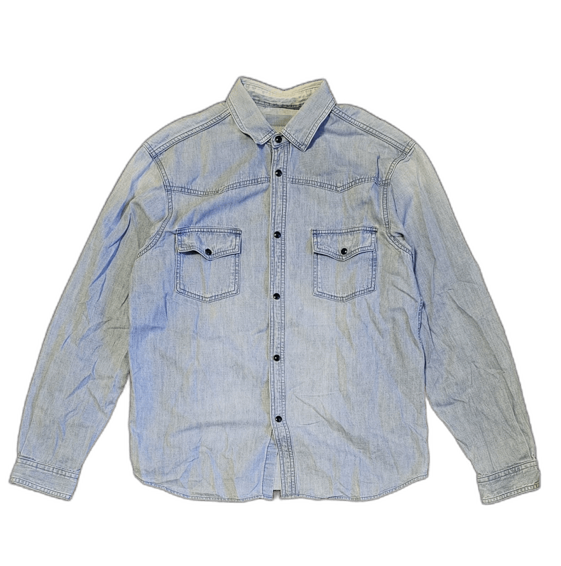 Saint Laurent Paris Saint Laurent Denim Shirt with No Collar-2507 Size US L / EU 52-54 / 3 - 7 Thumbnail