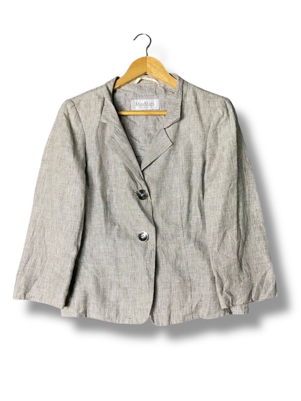 Max Mara Vintage Max Mara Crop Linen Blazer (152) Size XXS / US 00 / IT 34 - 1 Thumbnail
