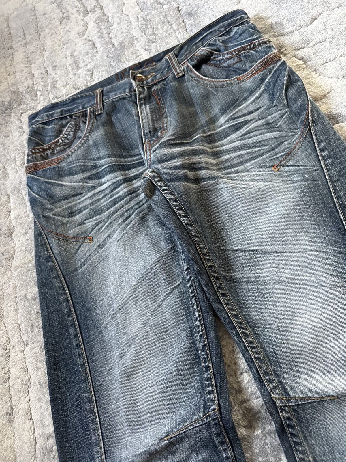 If Six Was Nine Ikka Japan Paneled Cut & Sew Claw Mark Fade Wash Jeans Size US 32 / EU 48 - 13 Thumbnail