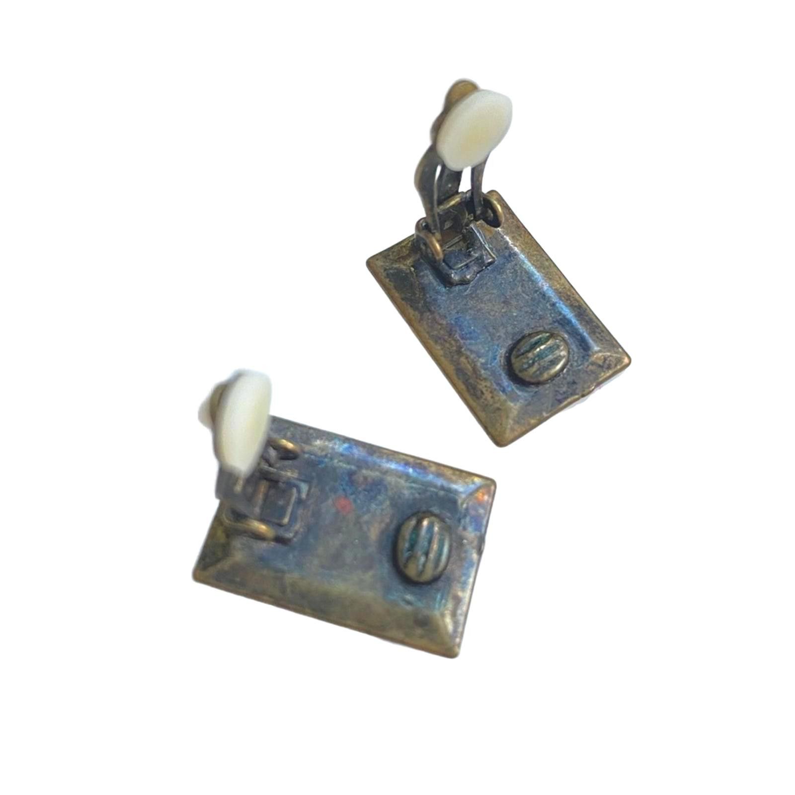 Vintage Vintage Art Deco Style Gold Tone Geometric Clip-On Earrings Size ONE SIZE - 3 Thumbnail