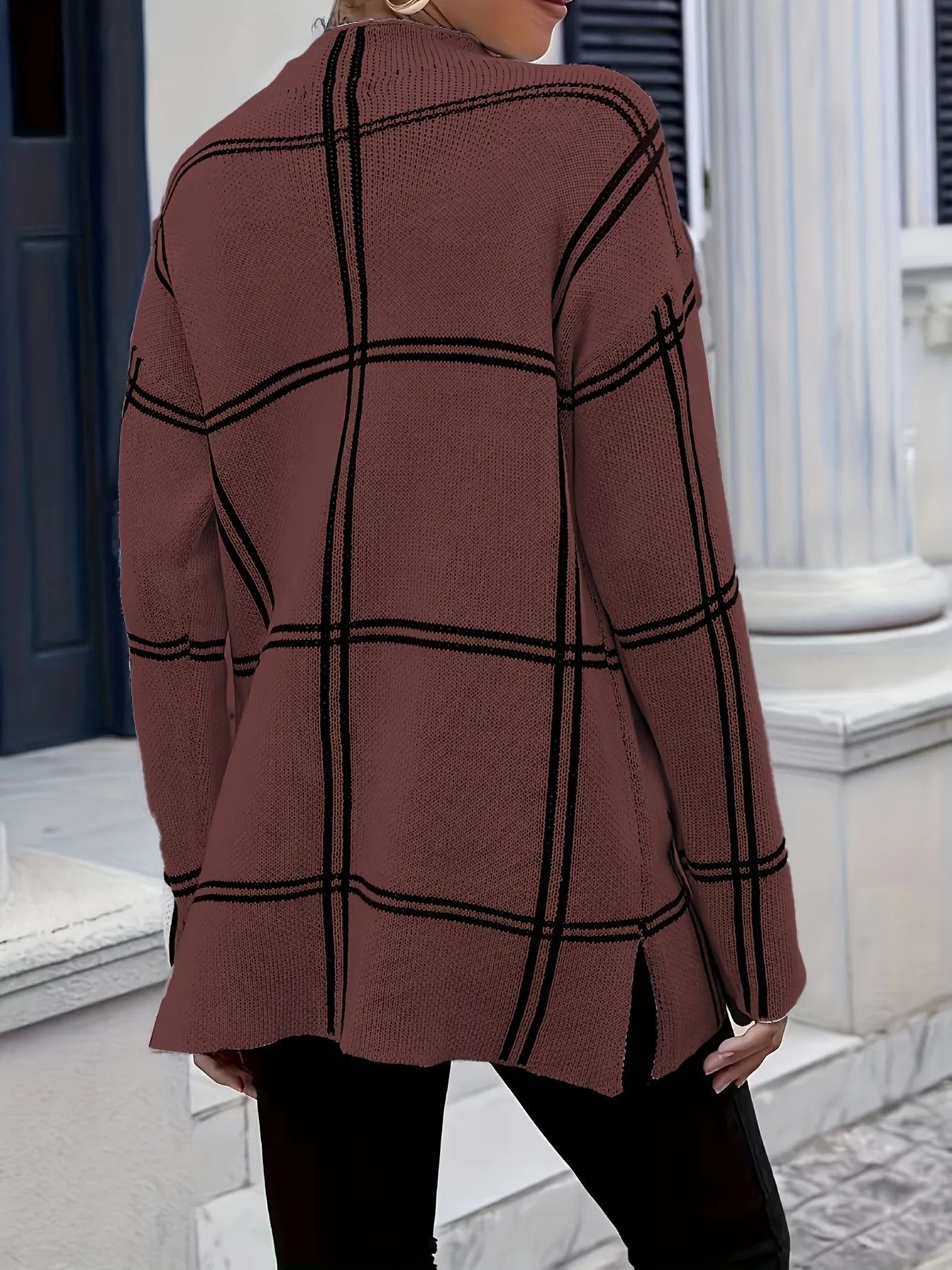Other Plaid Casual All-match Round Neck Pullover Sweater Size XL / US 12-14 / IT 48-50 - 6 Thumbnail