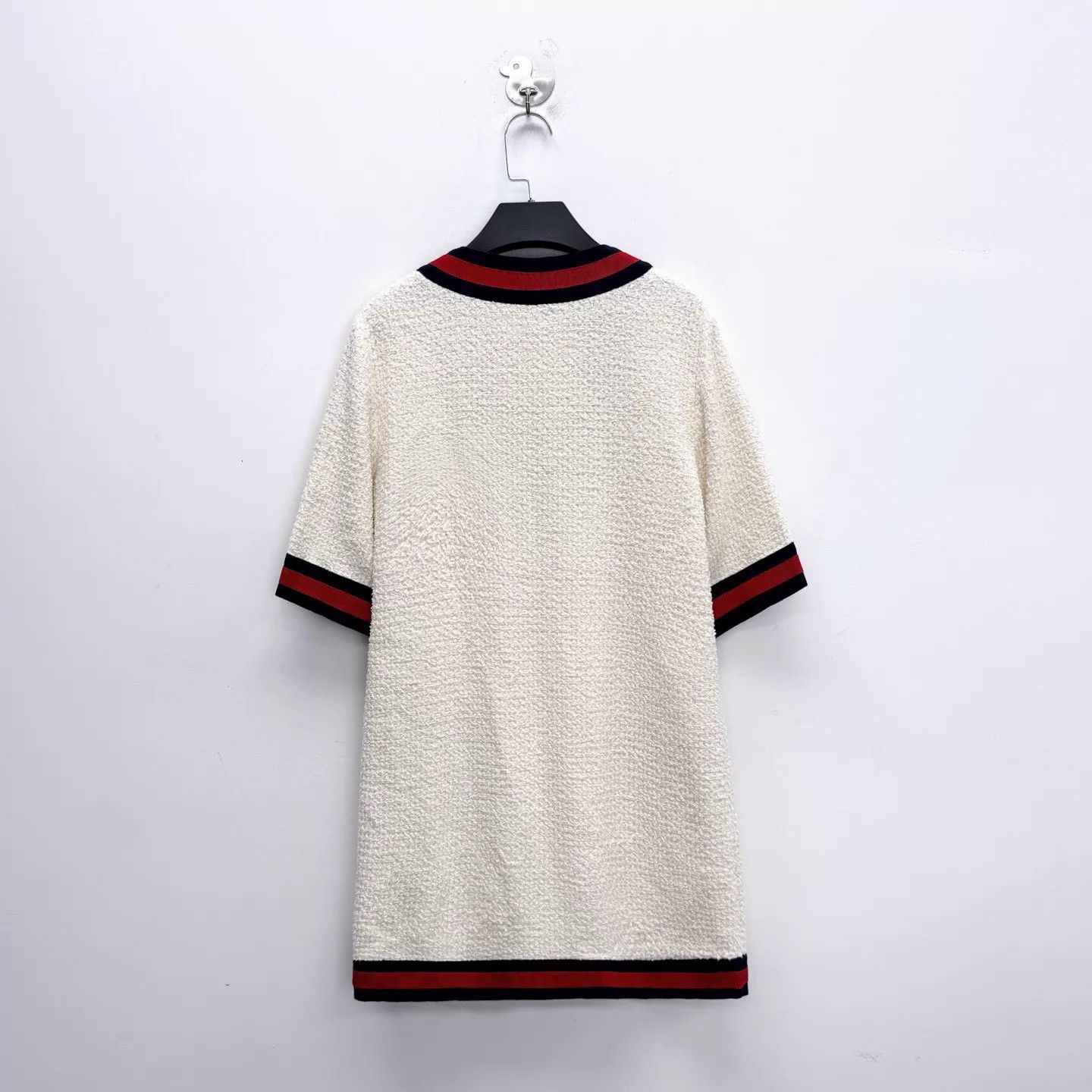 Gucci Gucci tweed red-white stripe Vneck short dress 40 women's Size S / US 4 / IT 40 - 2 Thumbnail