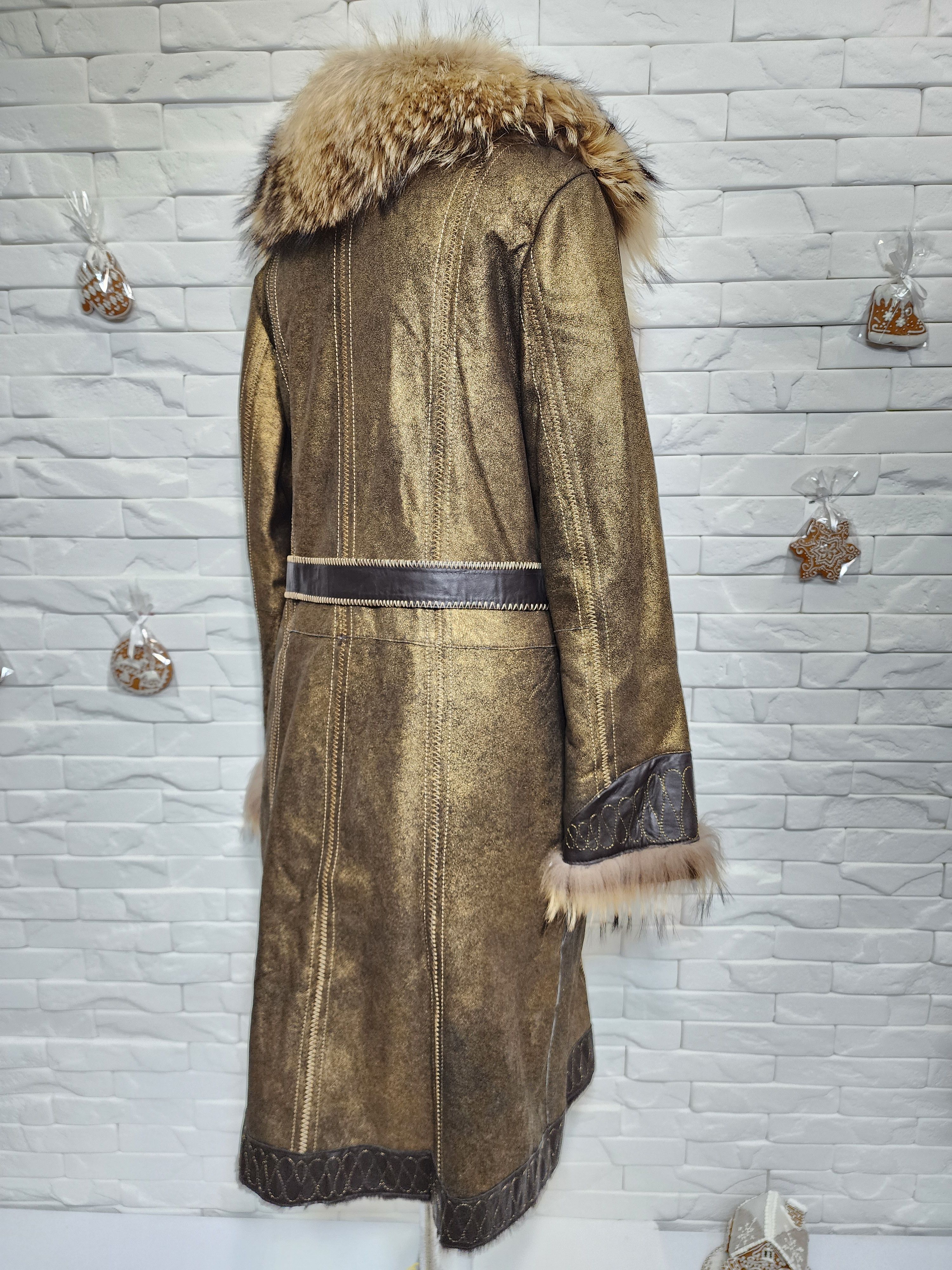 Uniqlo Bronze Sheepskin Coat: Leather Belted Winter Outerwear Size XL / US 12-14 / IT 48-50 - 5 Thumbnail
