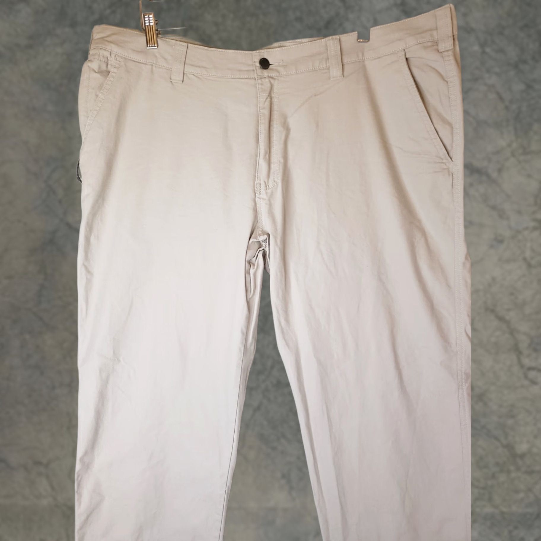 Vintage Columbia Pants Men 5-Pocket Canvas Khaki Beige Side Zip Pocket 42x30 Straight Leg Chino Casual Workwear Size US 42 / EU 58 - 1 Thumbnail
