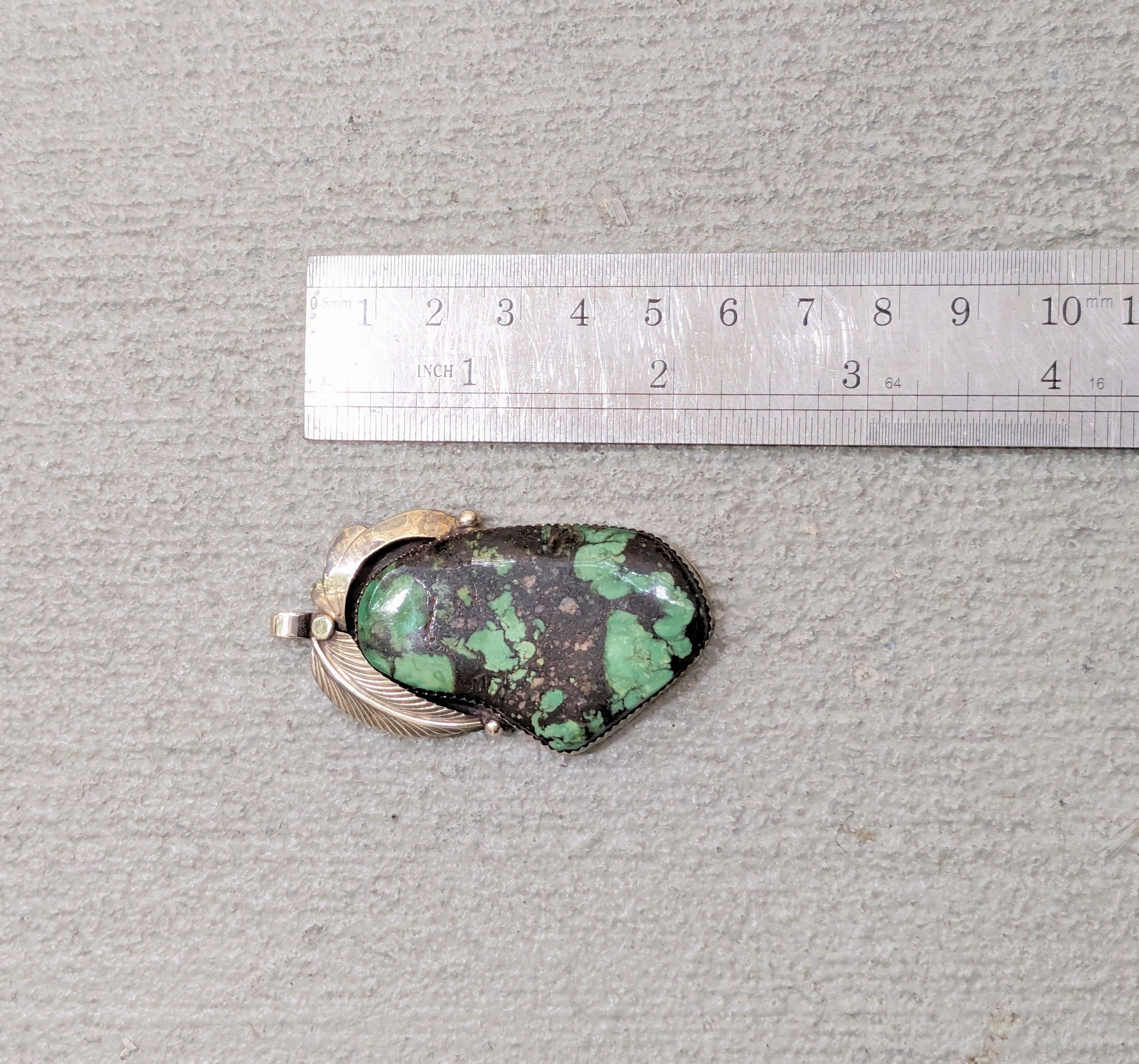 Jewelry Vintage Sterling Silver Pendant Turquoise Modern Leaf Size ONE SIZE - 13 Thumbnail