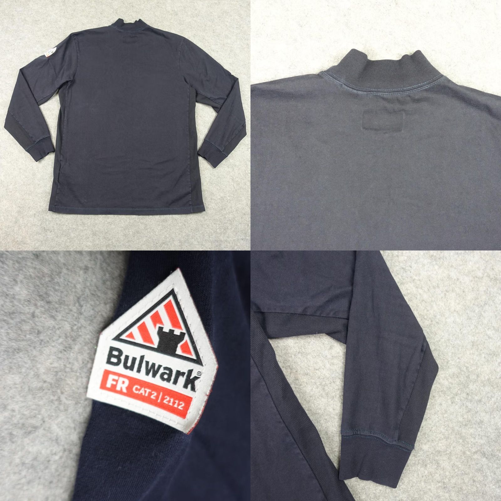 Vintage Bulwark FR Shirt Mens Medium Blue Long Sleeve Mock Neck Flame Resistant CAT2 Size US M / EU 48-50 / 2 - 8 Thumbnail