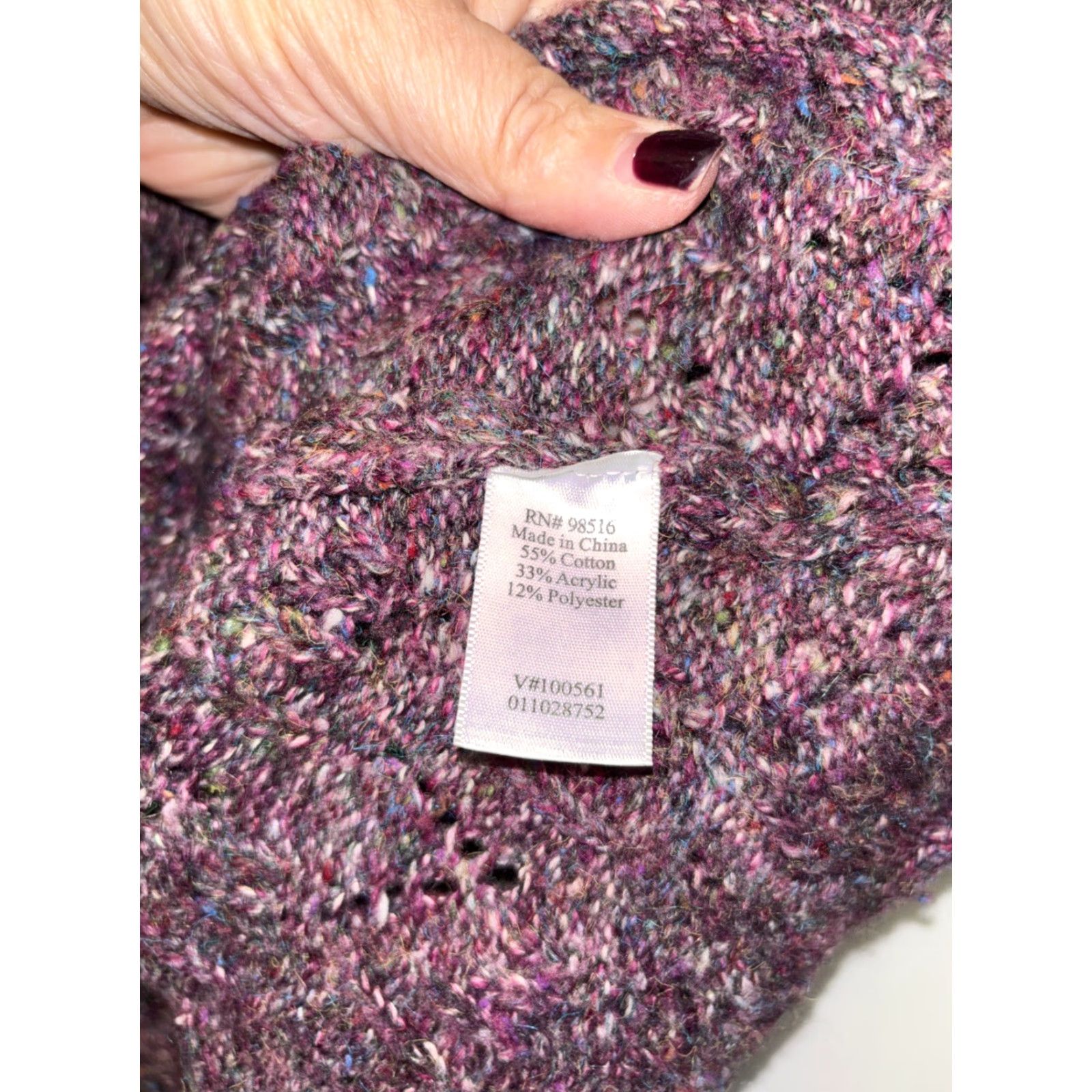 Coldwater Creek Coldwater Creek Women L Sweater Short Sleeve Purple Speckled Knit Pullover Size L / US 10 / IT 46 - 6 Thumbnail