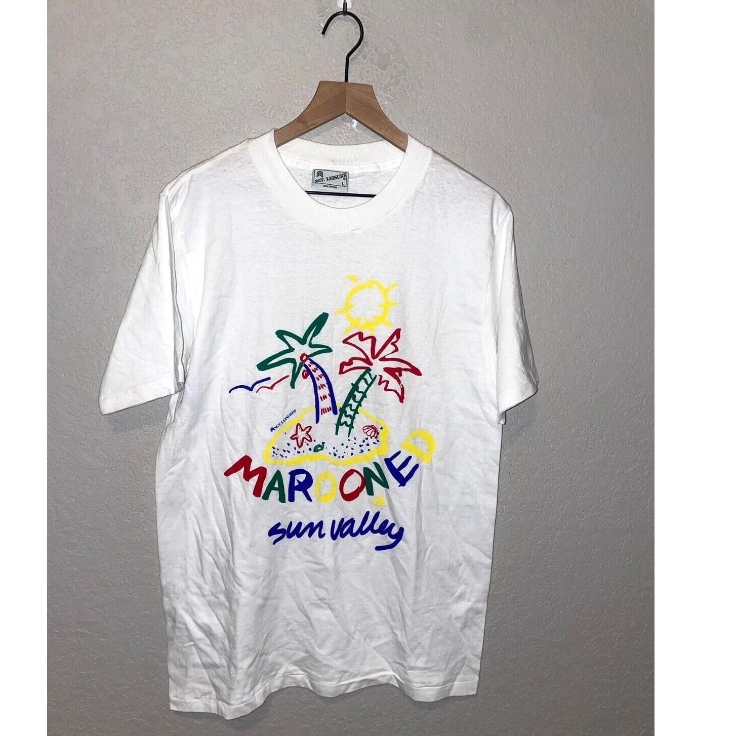 Vintage Vintage Tropical Beach Marooned Sun Valley White L Shirt 80s Size US L / EU 52-54 / 3 - 1 Thumbnail