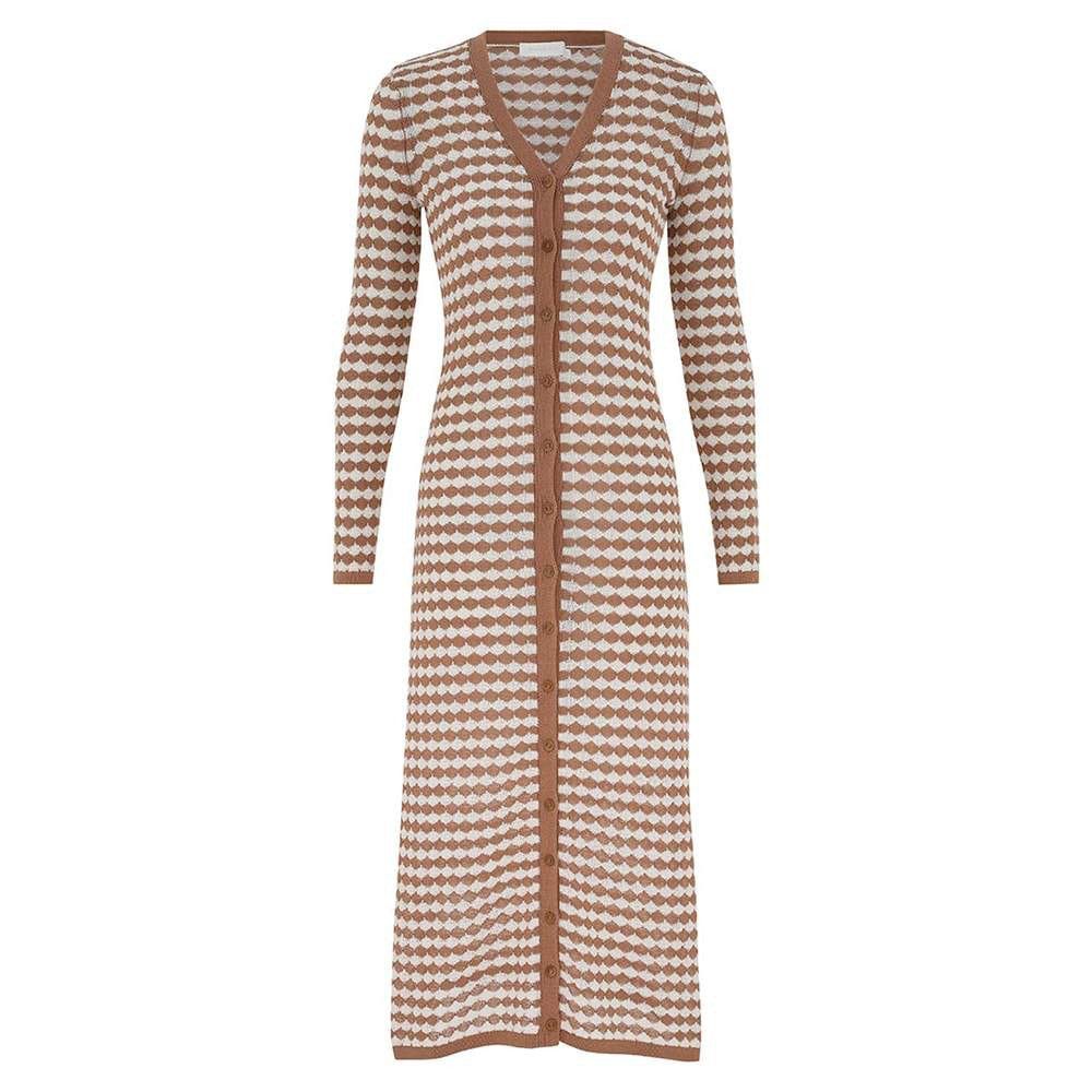 Zimmermann oc11z0126 Everly Scallop Knit Midi Dress in Tan/cream Size L / US 10 / IT 46 - 1 Thumbnail