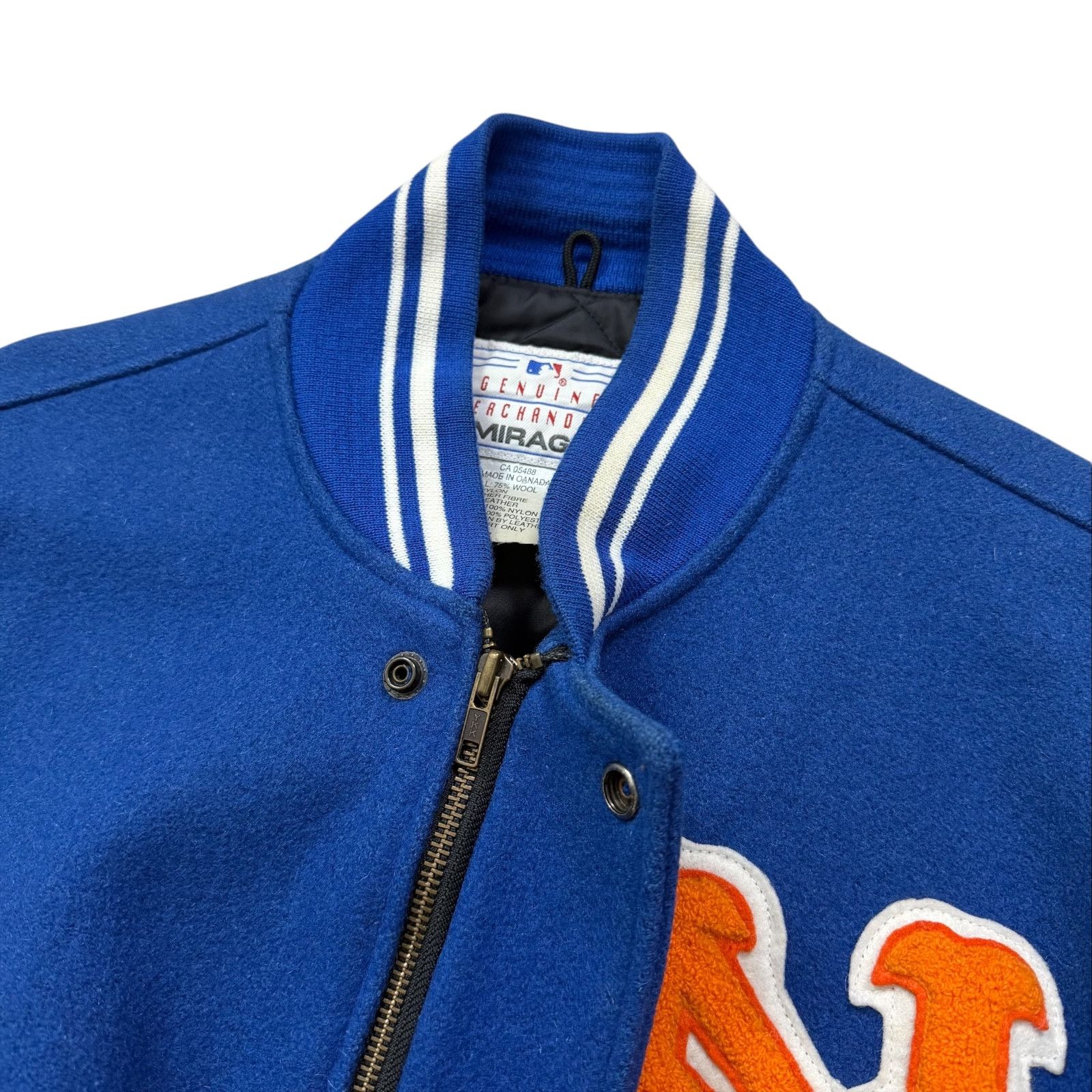 MLB VTG 90s NEW YORK METS MIRAGE VARSITY JACKET WOOL LEATHER Size US M / EU 48-50 / 2 - 3 Thumbnail