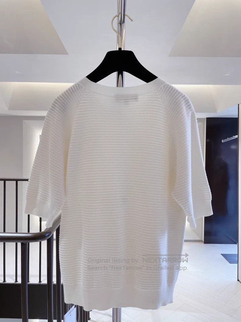 Loro Piana Loro Piana Pure White Silk Knit Short Sleeve Top with Adva Size XS / US 0-2 / IT 36-38 - 2 Thumbnail