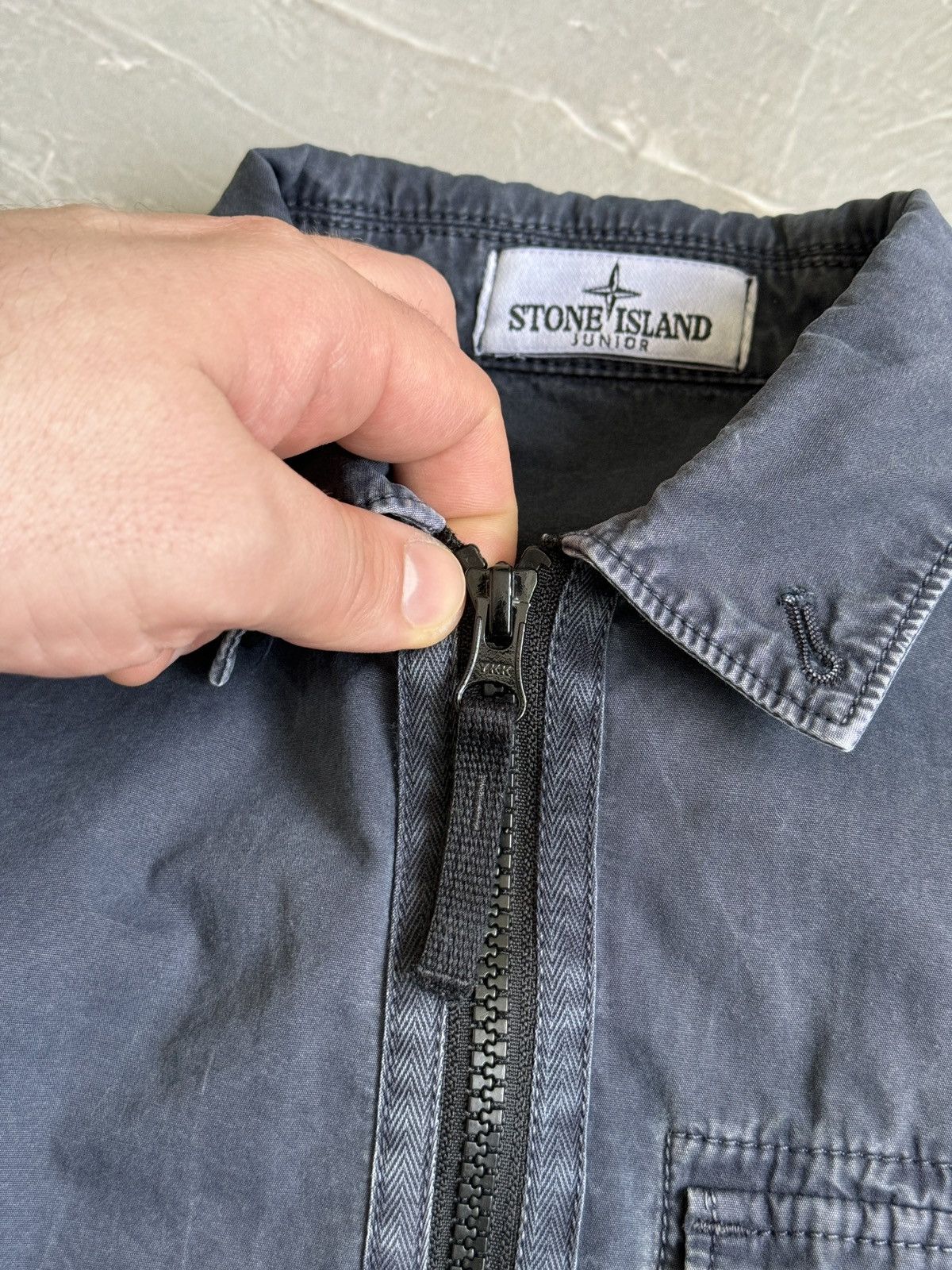 Stone Island Stone Island Junior Stone Wash Cotton Grey Zip Overshirt 10Y Size US XXS / EU 40 - 13 Thumbnail
