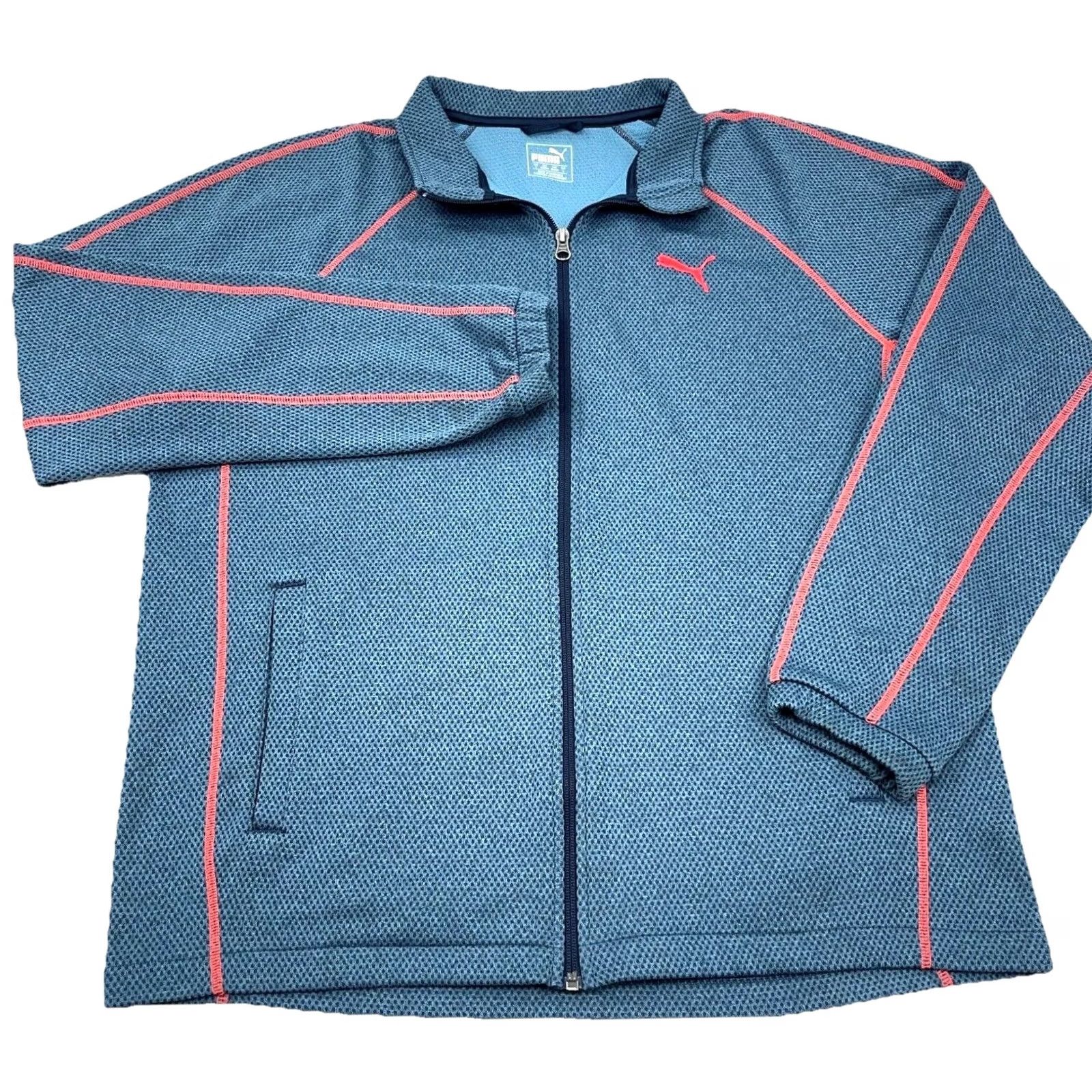 Puma PUMA Sweatshirt Men Large Blue Pink Full Zip Jacket Performance Track Suit Size US L / EU 52-54 / 3 - 2 Thumbnail